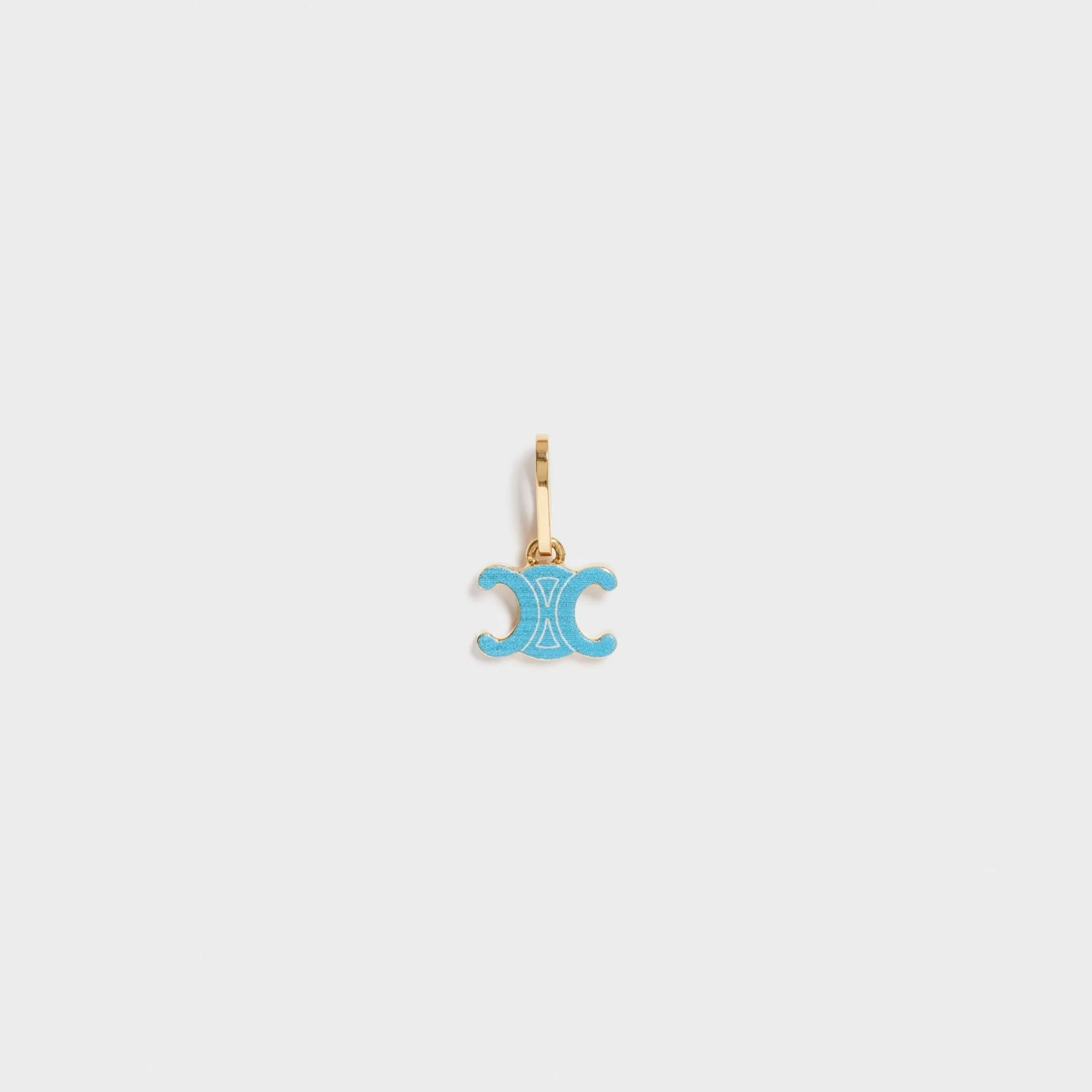 Celine Separables Triomphe Pendant Brass & Digital Print - Gold Blue - Image 3