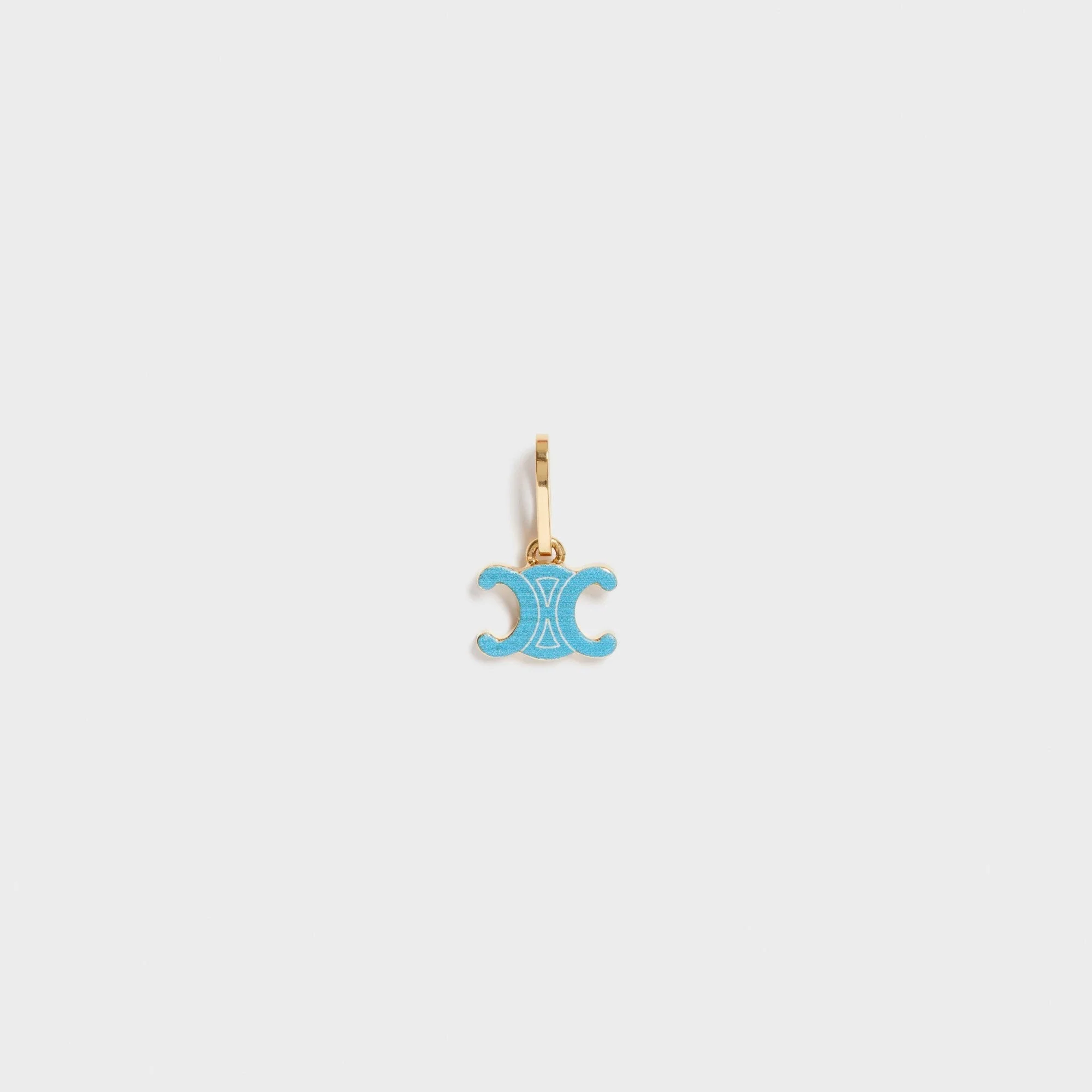 Celine Separables Triomphe Pendant Brass & Digital Print - Gold Blue - Image 4