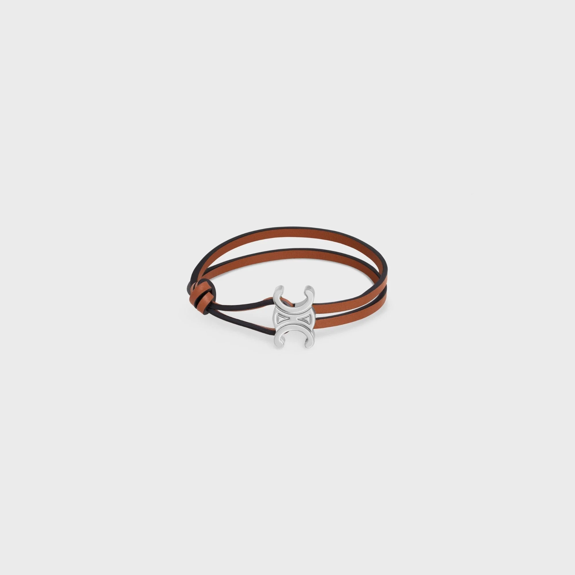 Triomphe Clasp Bracelet Brass & Smooth Calfskin - Tan / Silver