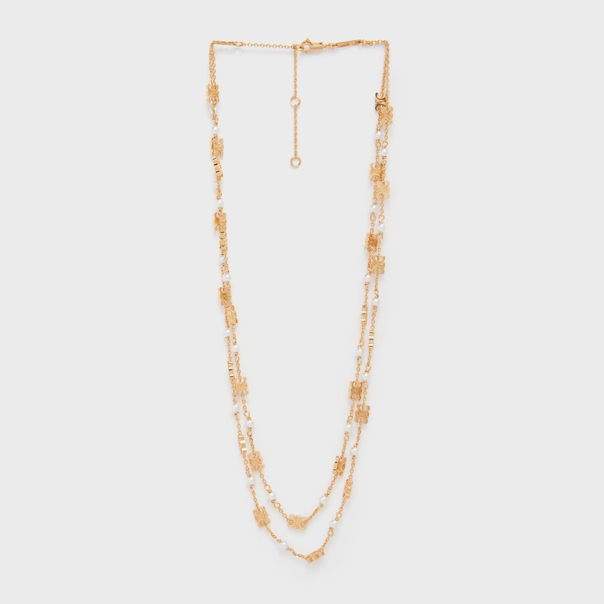 Les Perles Celine Pearl Double Necklace Brass & Resin - Gold / Ivory