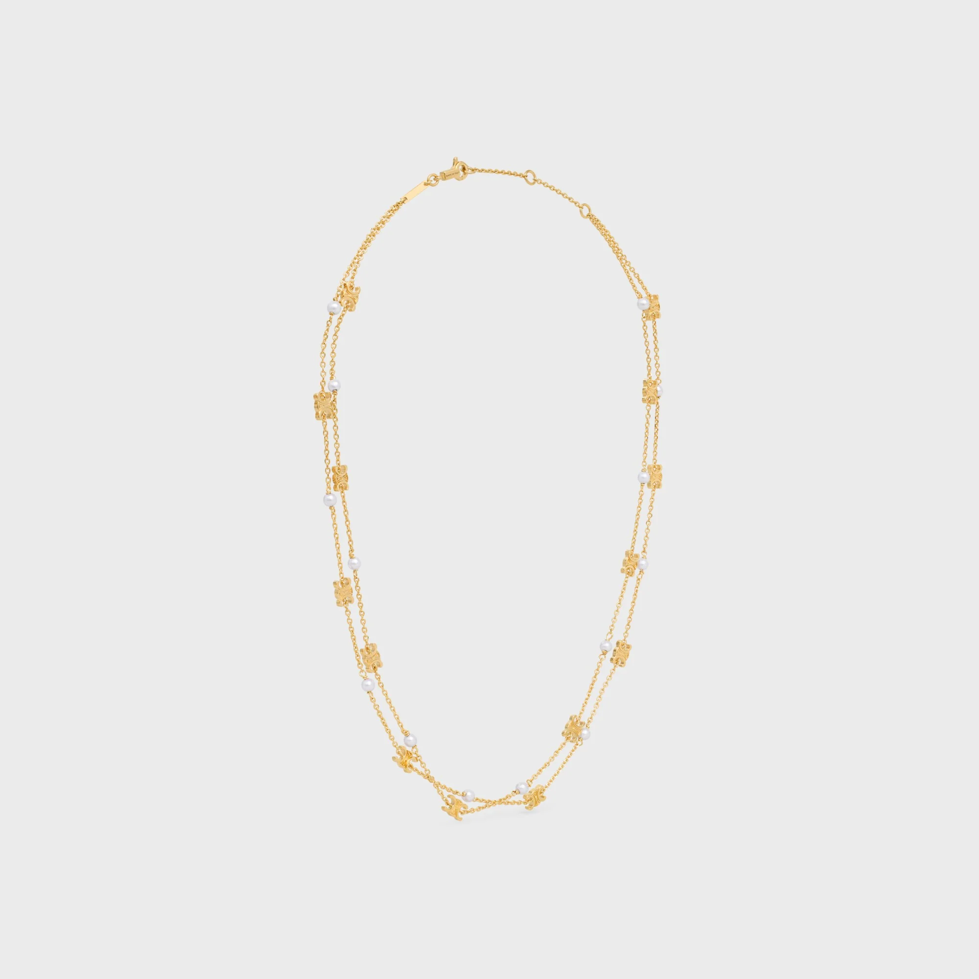 Les Perles Celine Pearl Double Necklace Brass & Resin - Gold / Ivory - Image 3