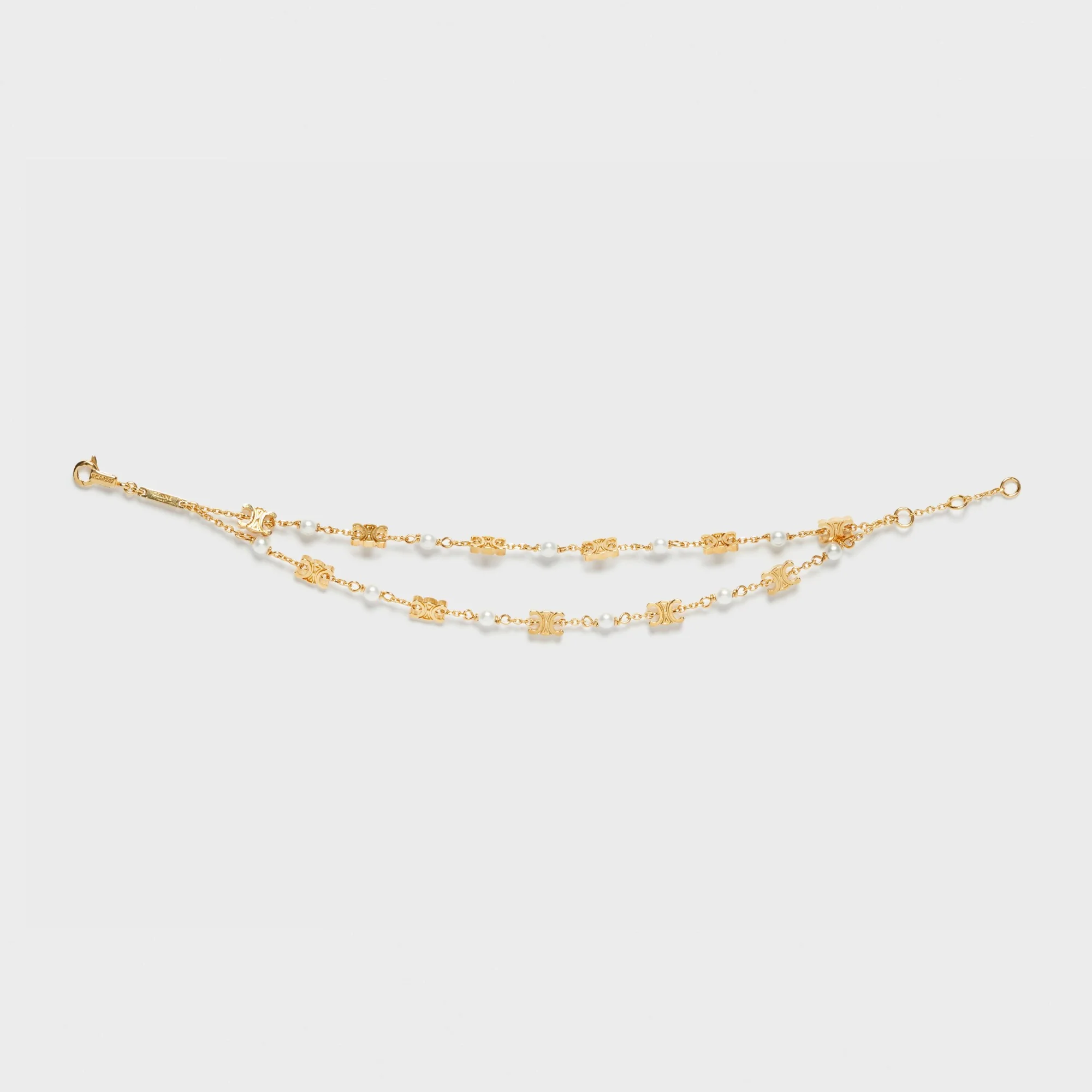 Les Perles Celine Double Pearl Bracelet Brass & Resin - Gold / Ivory