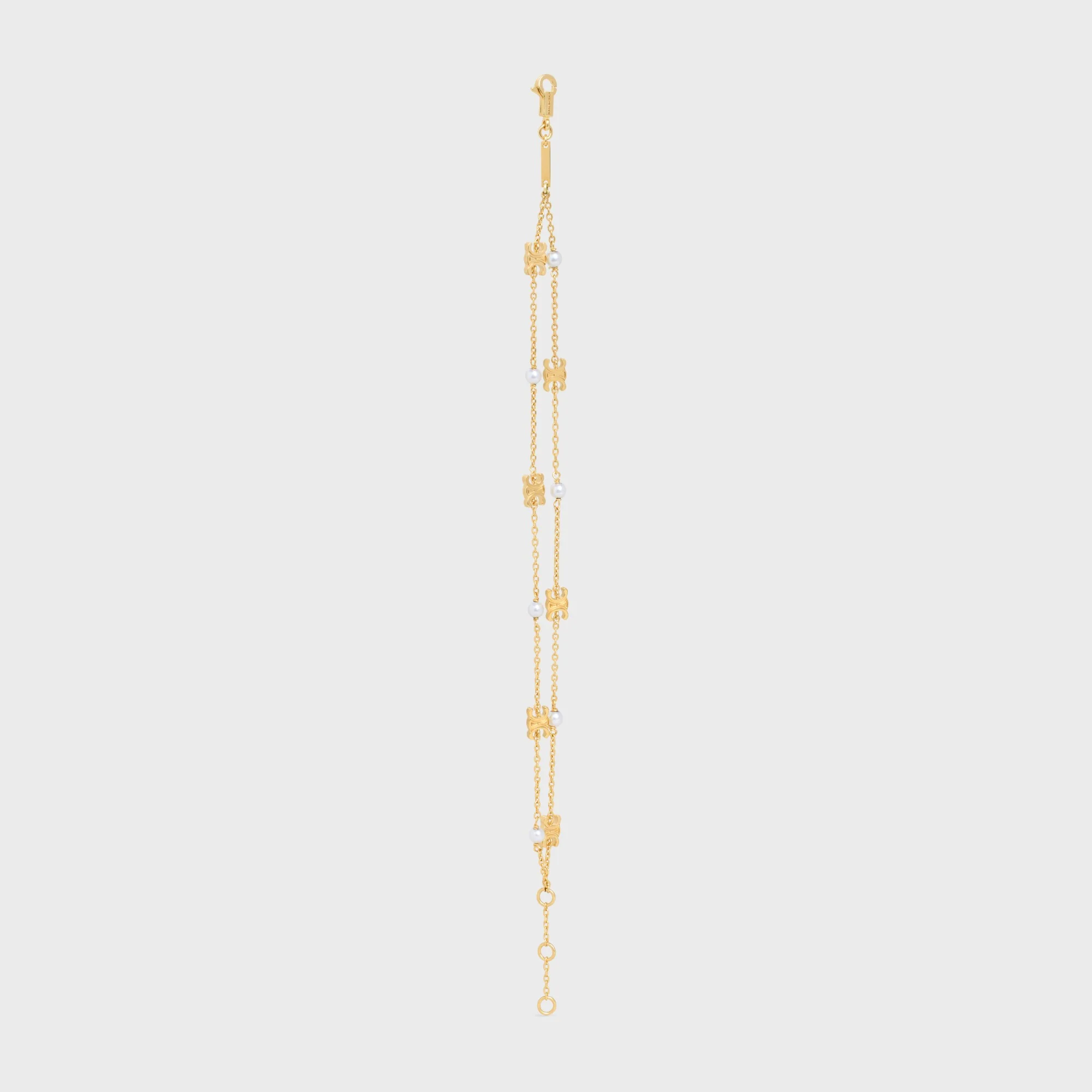 Les Perles Celine Double Pearl Bracelet Brass & Resin - Gold / Ivory - Image 3