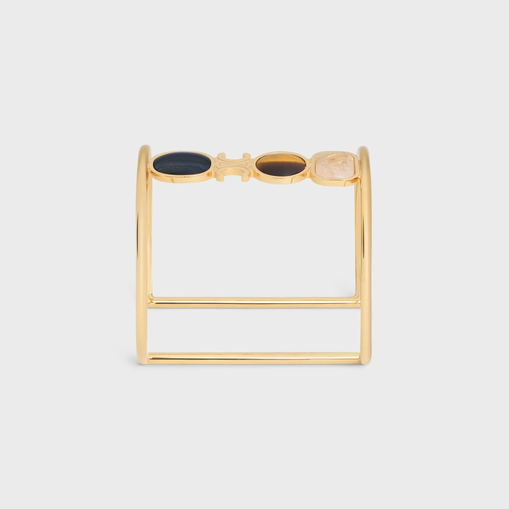 Triomphe Indie Cuff Brass & Hawk+Tiger E+ Quarz Ru - Gold & Multicolour - Image 3