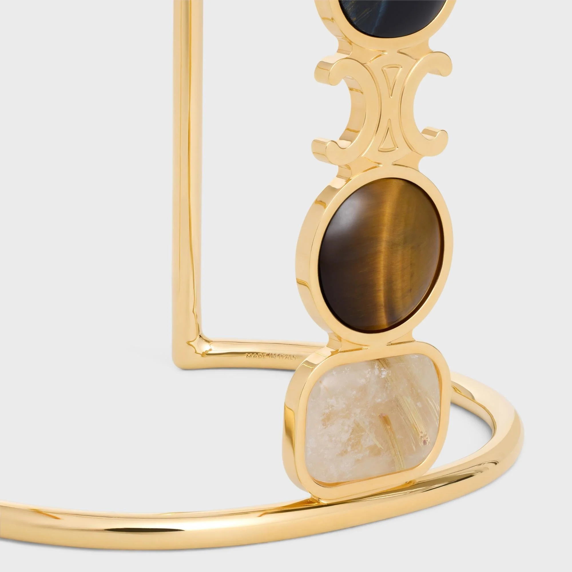 Triomphe Indie Cuff Brass & Hawk+Tiger E+ Quarz Ru - Gold & Multicolour - Image 4