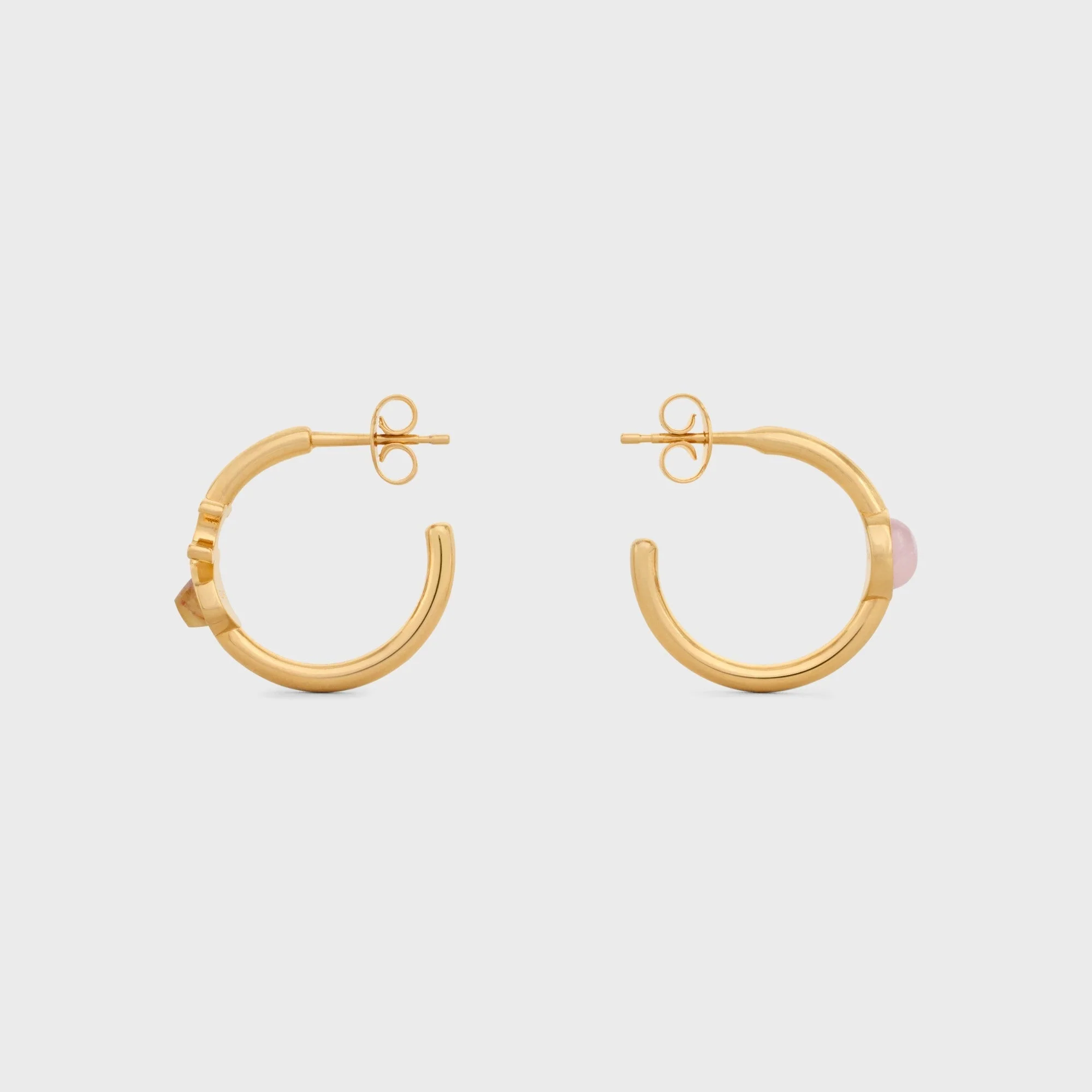 Triomphe Indie Hoops Brass& Quartz Rutile & Pink Qu - Gold / Quartz Rutile / Pink Qu - Image 3