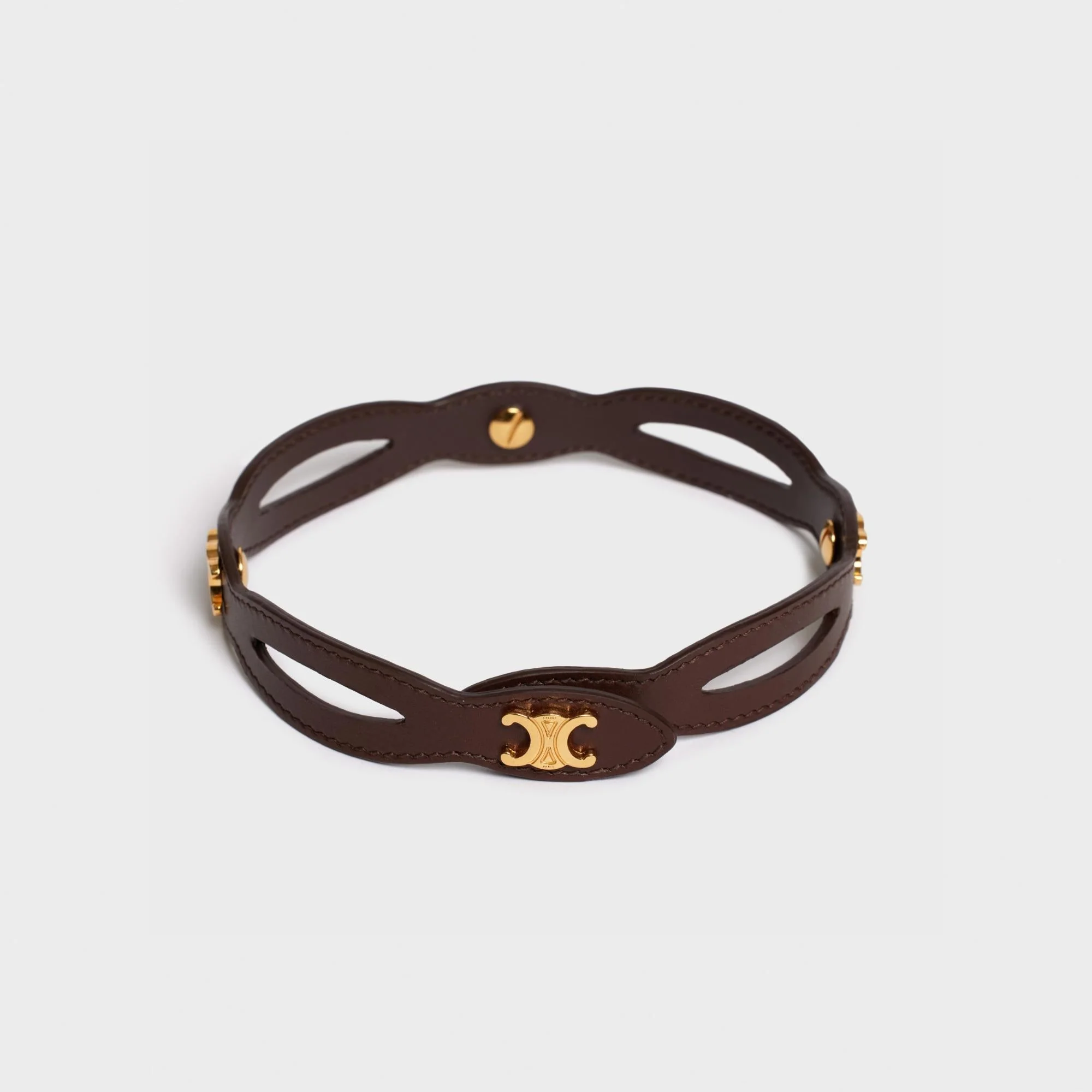Les Cuirs Celine Bridle Choker Brass & Calfskin - Gold / Chestnut - Image 2