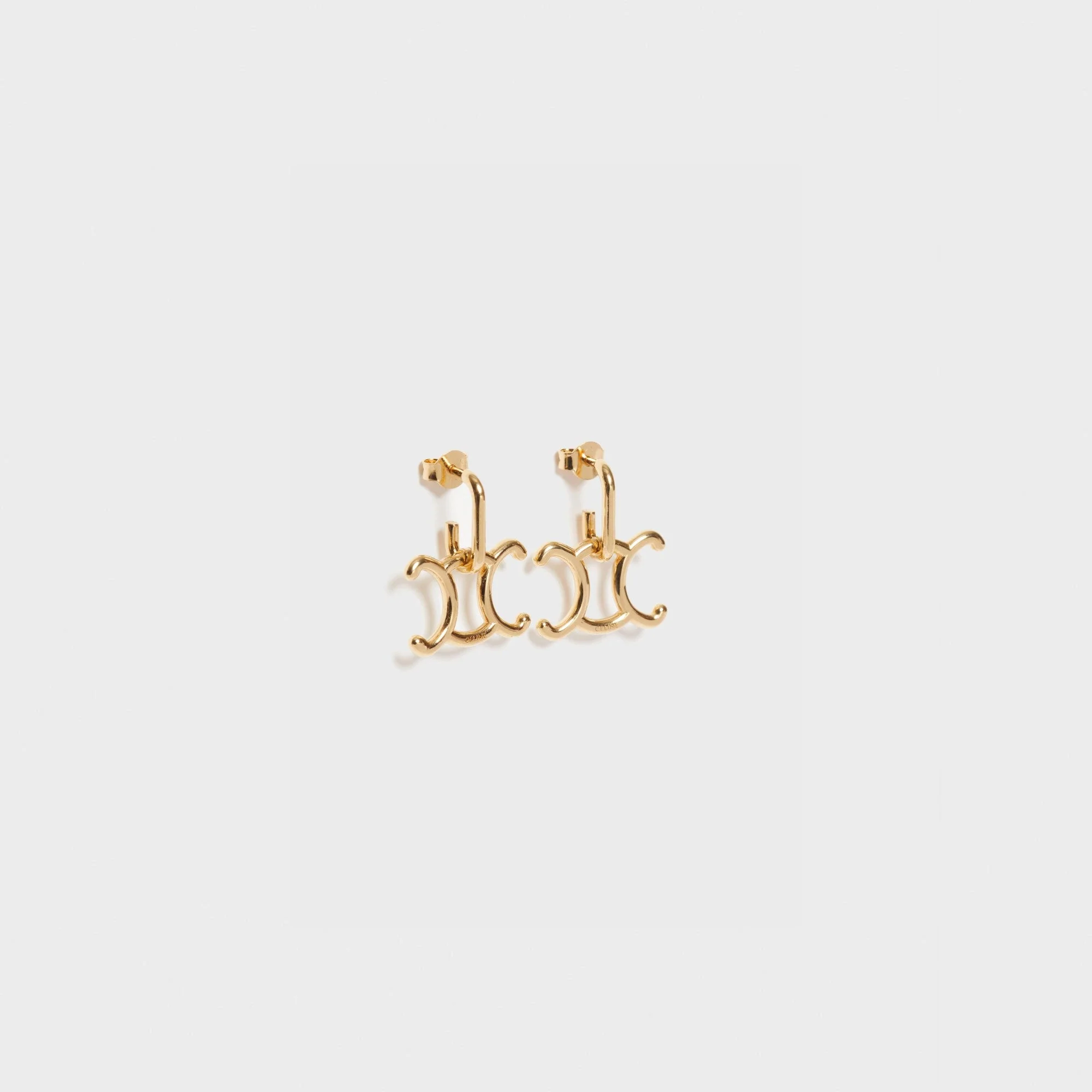 Triomphe Lock Earrings Brass - Gold - Image 2