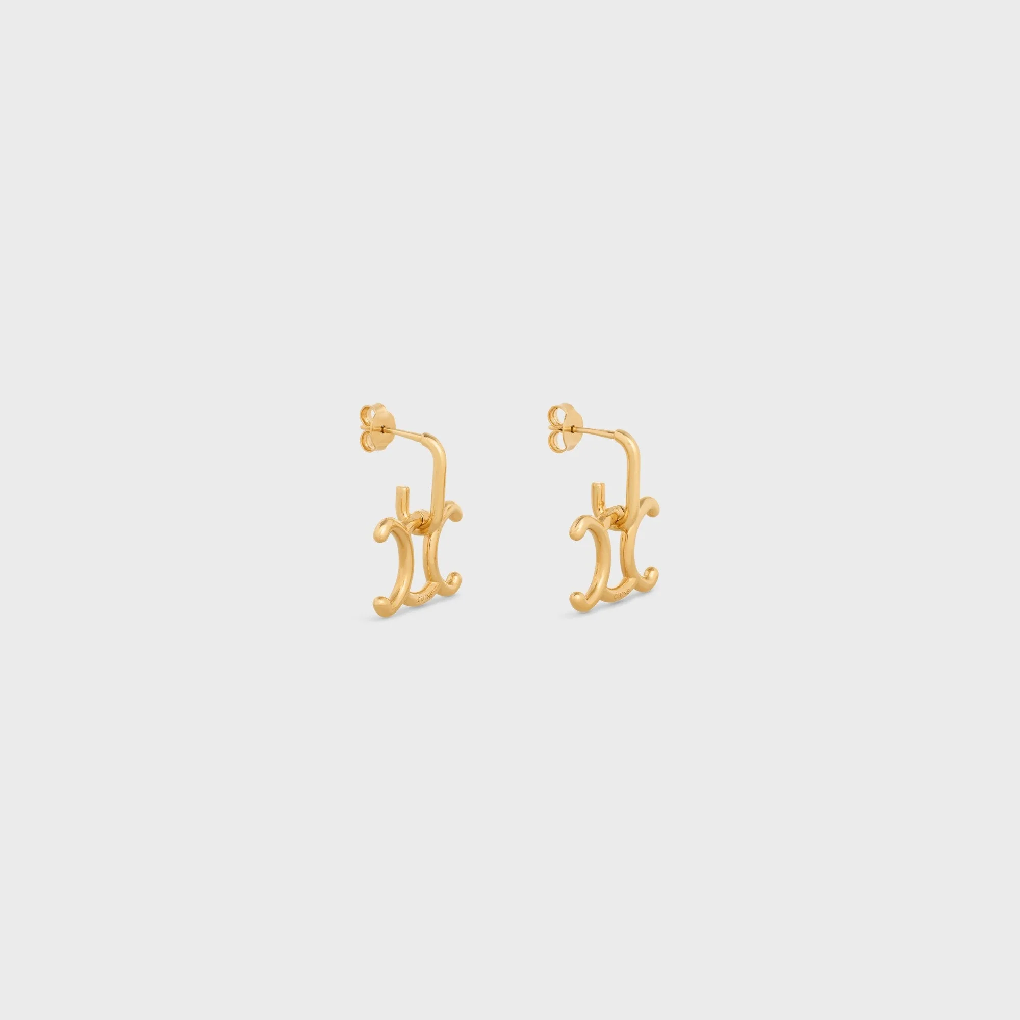 Triomphe Lock Earrings Brass - Gold - Image 3