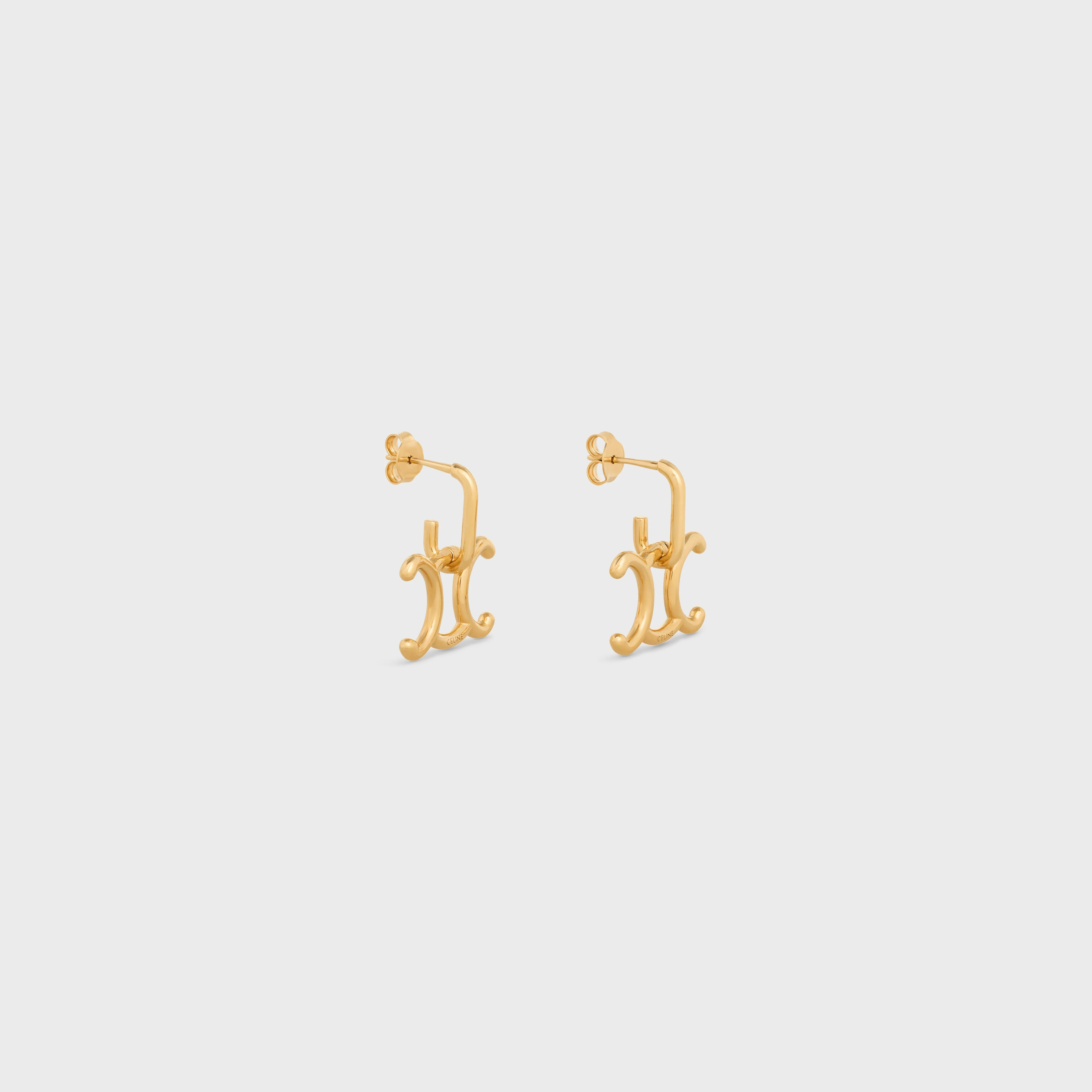 Triomphe Lock Earrings Brass - Gold - Image 4