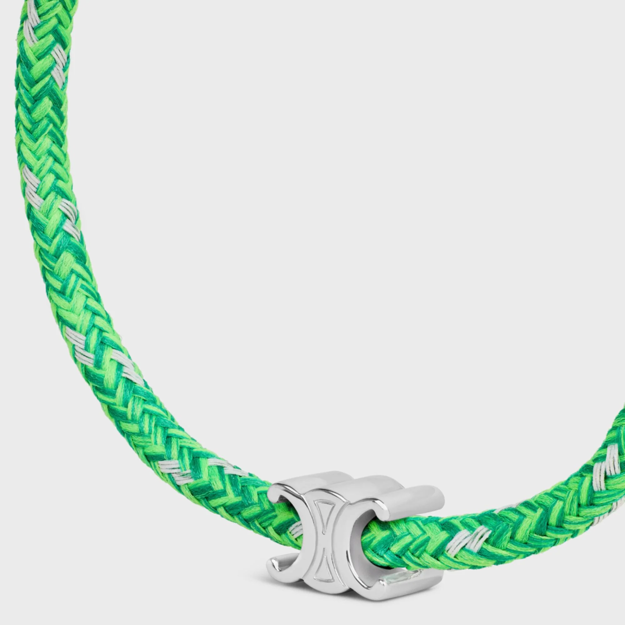 Triomphe Beach Bracelet Brass & Polyester - Neon Green / Silver - Image 2