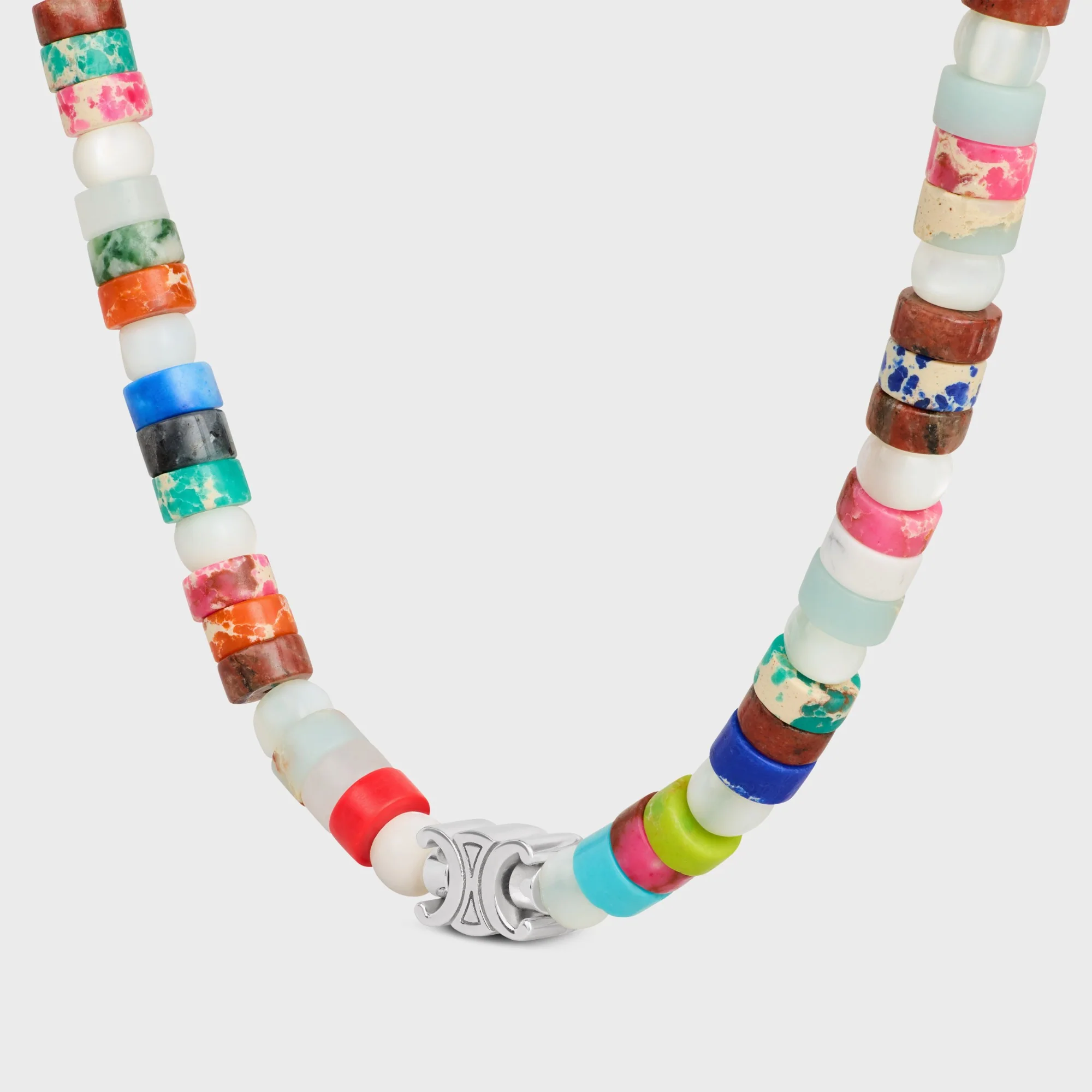 San Onofre Chunky Triomphe Necklace Brass & Natural Stones - Multicolor/Silver - Image 2