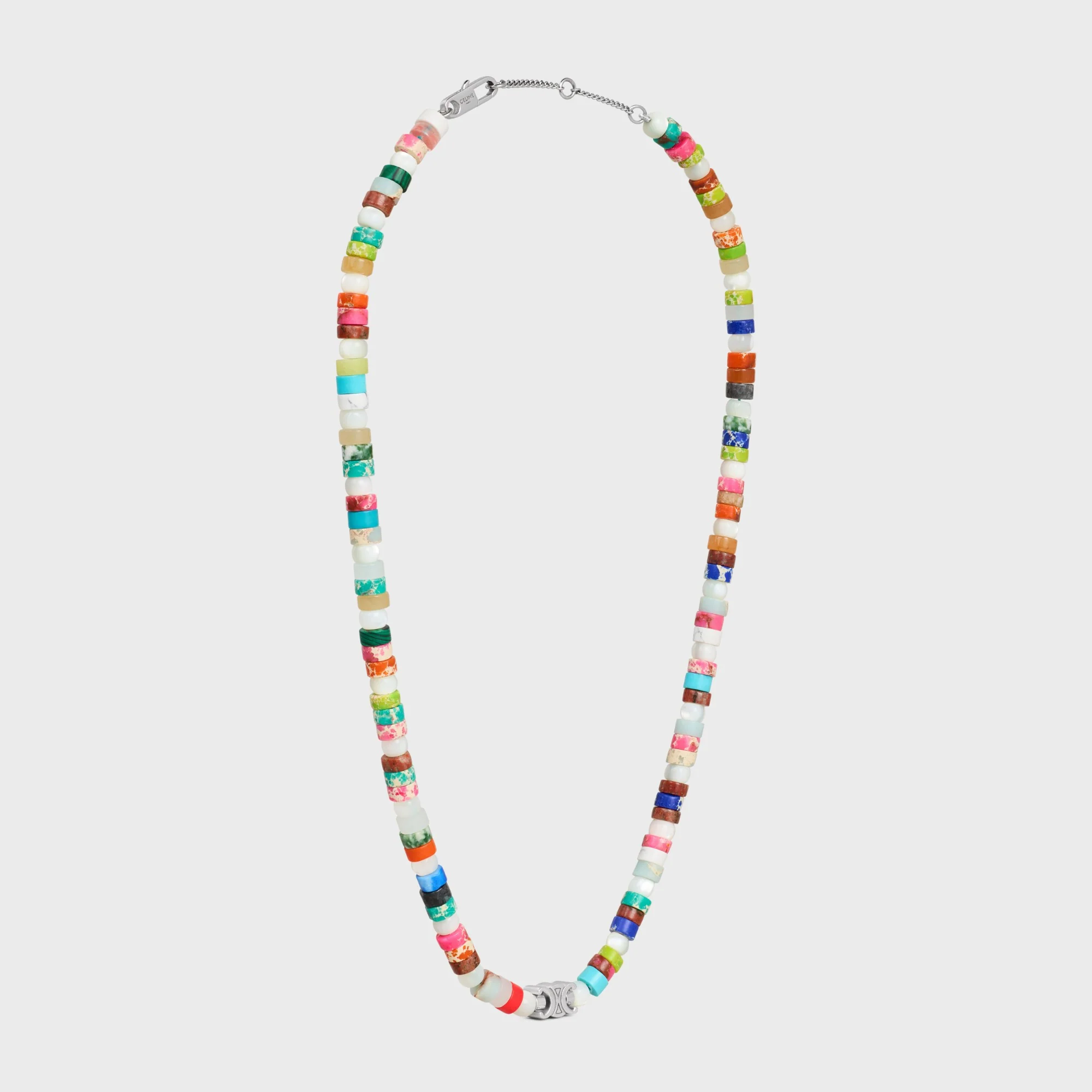 San Onofre Chunky Triomphe Necklace Brass & Natural Stones - Multicolor/Silver - Image 3