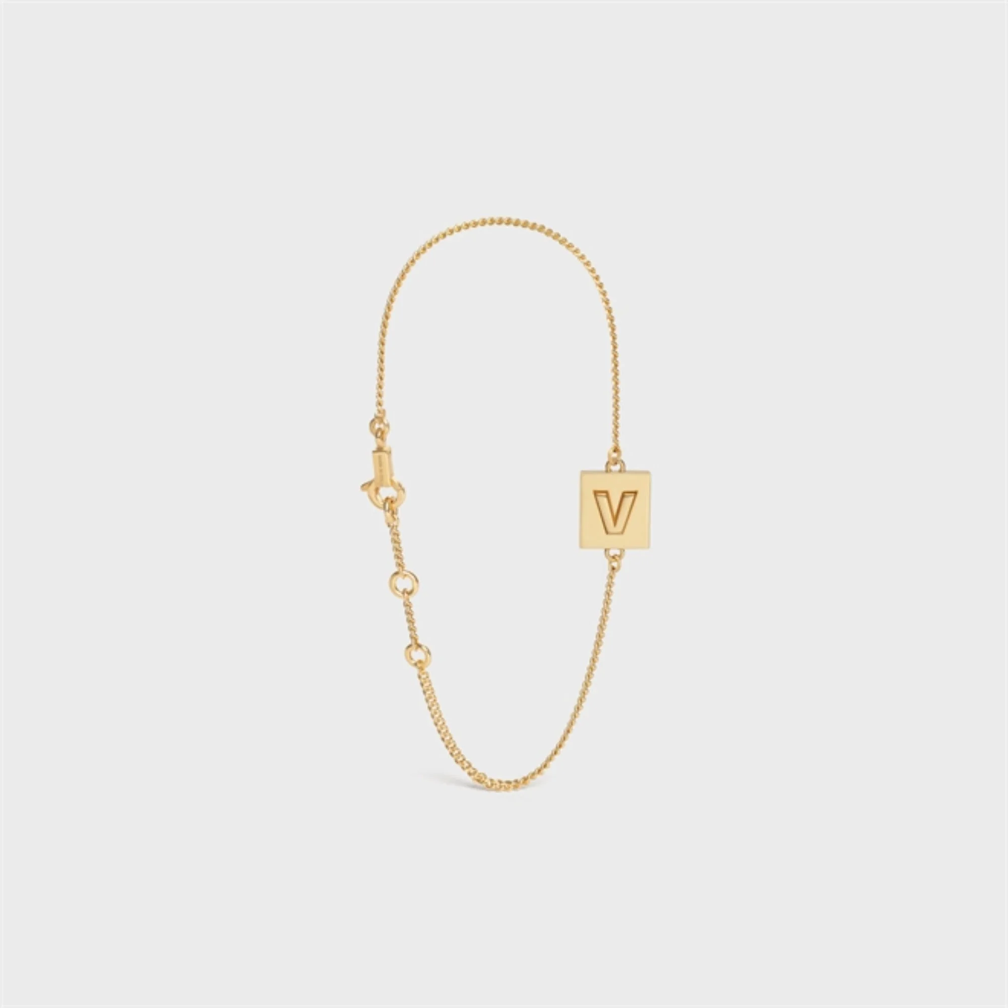 Alphabet V Bracelet Brass - Gold - Image 3