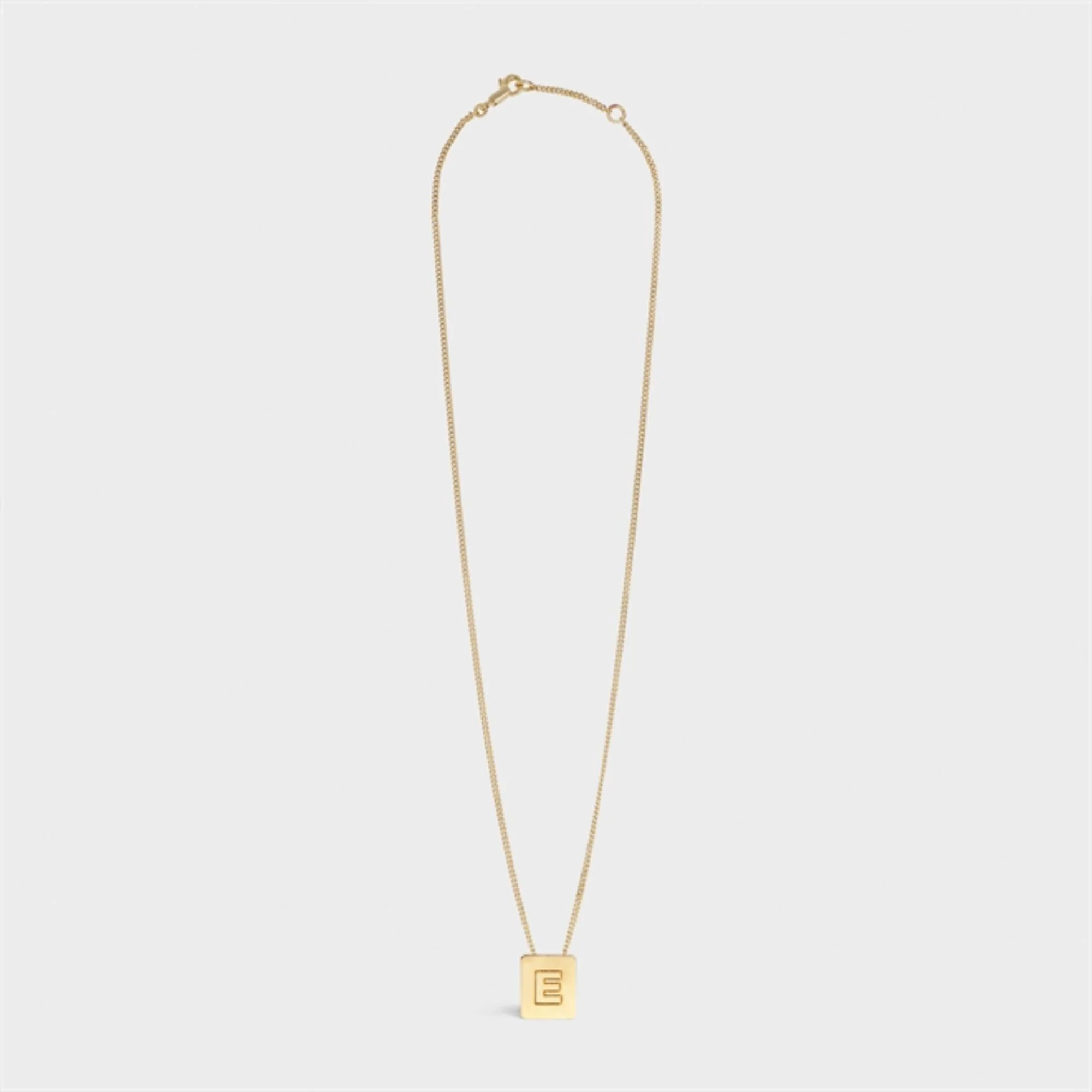 Alphabet E Necklace Brass - Gold - Image 2