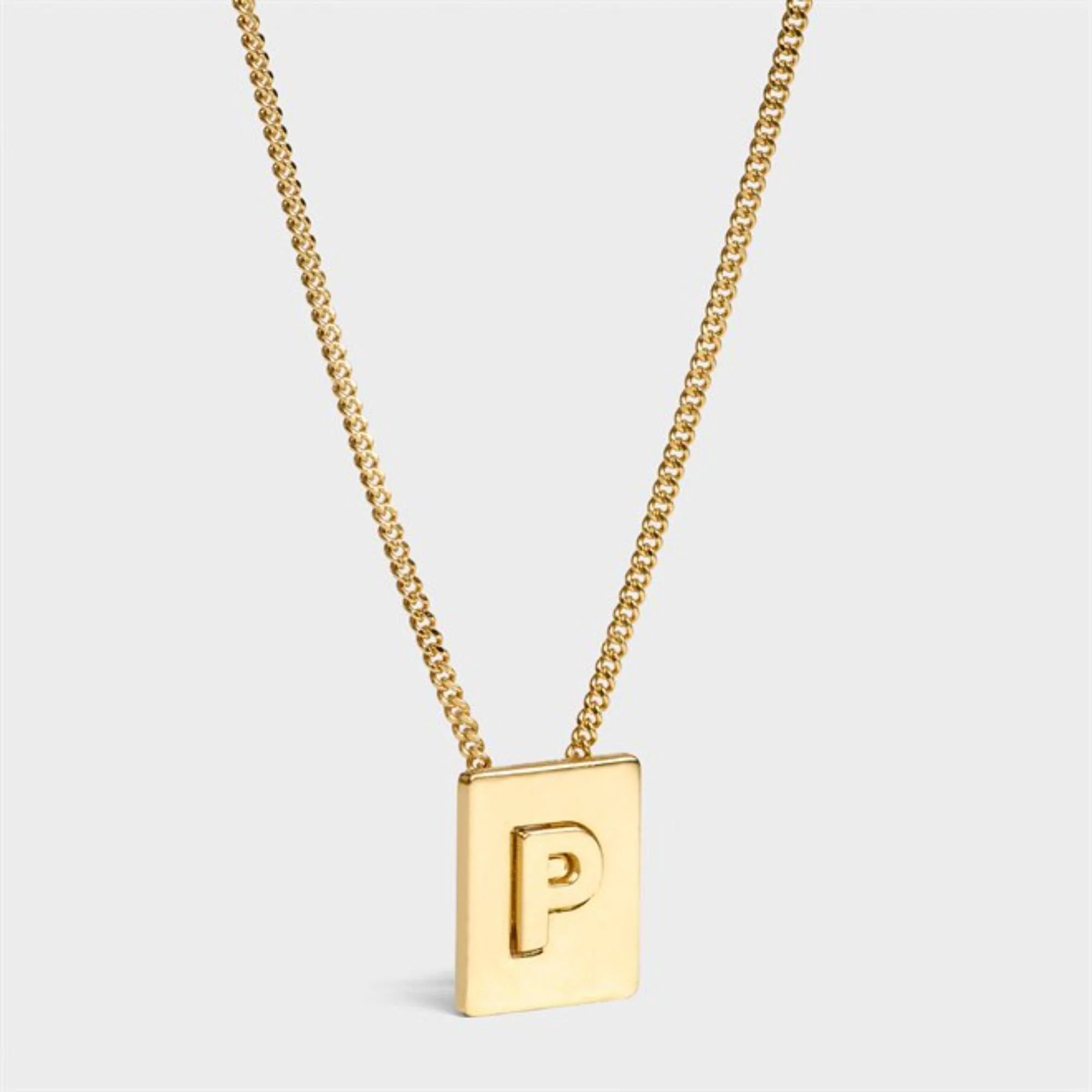 Alphabet P Necklace Brass - Gold