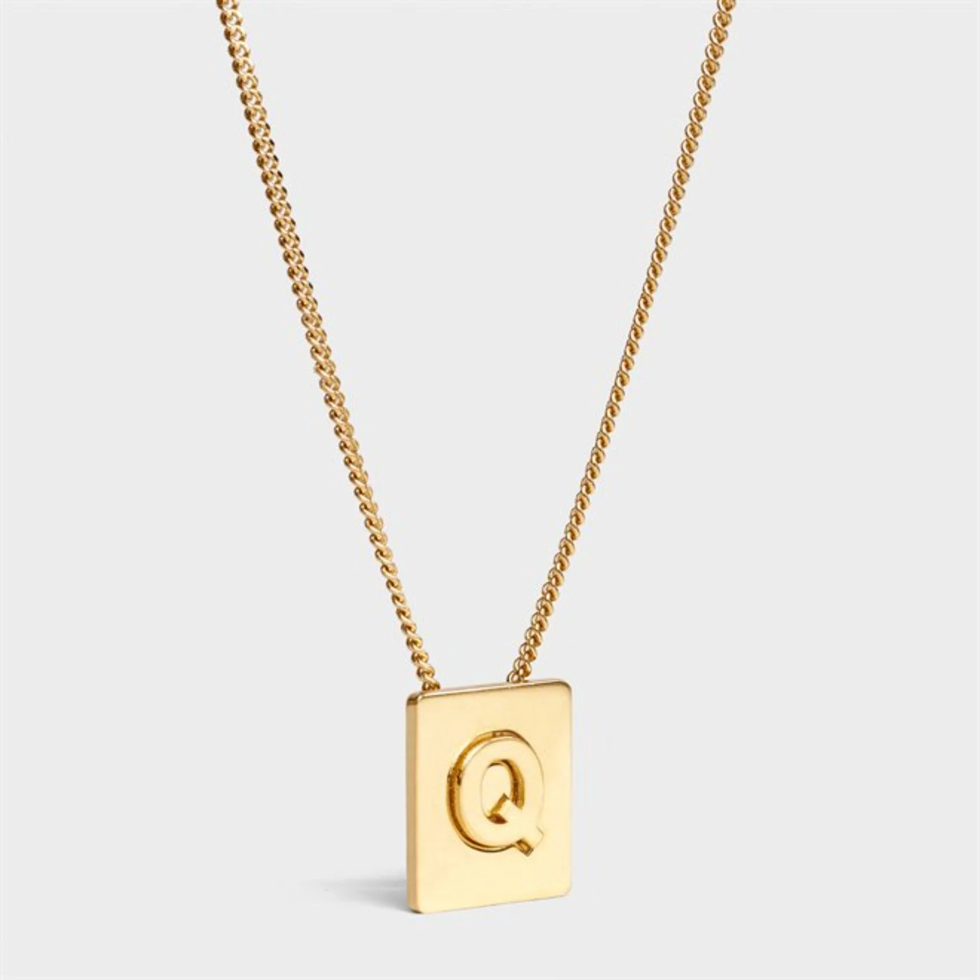 Alphabet Q Necklace Brass - Gold