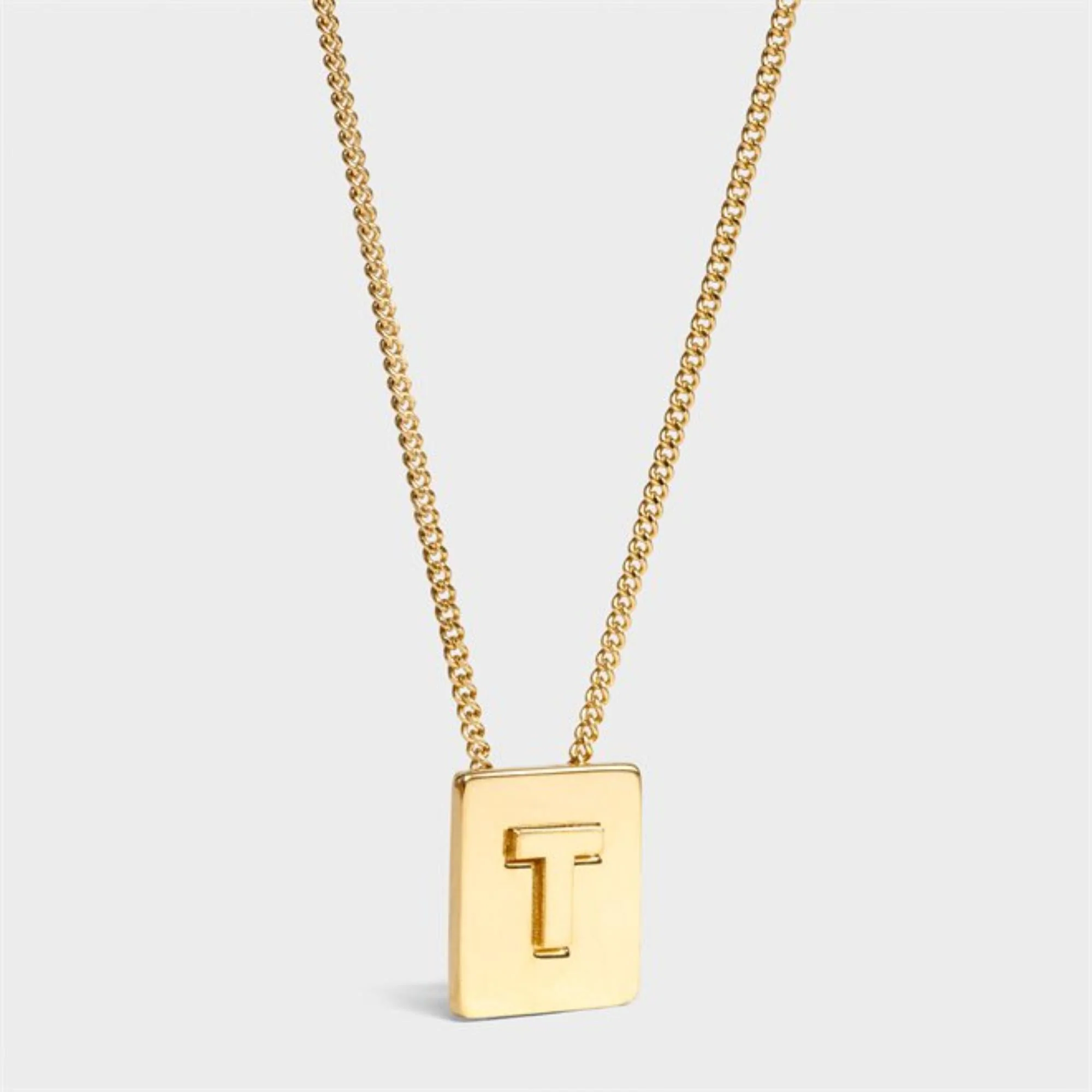 Alphabet T Necklace Brass - Gold
