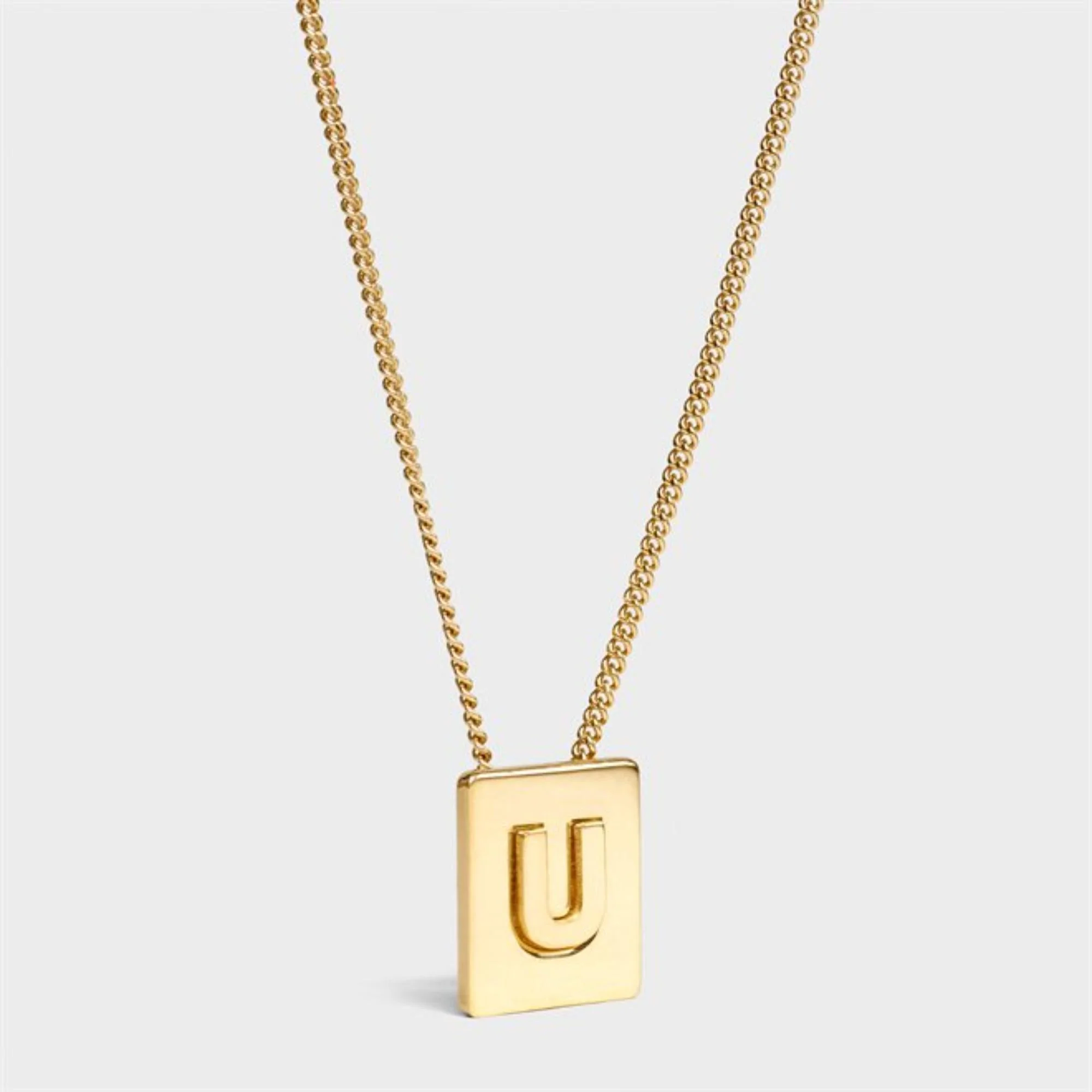 Alphabet U Necklace Brass - Gold