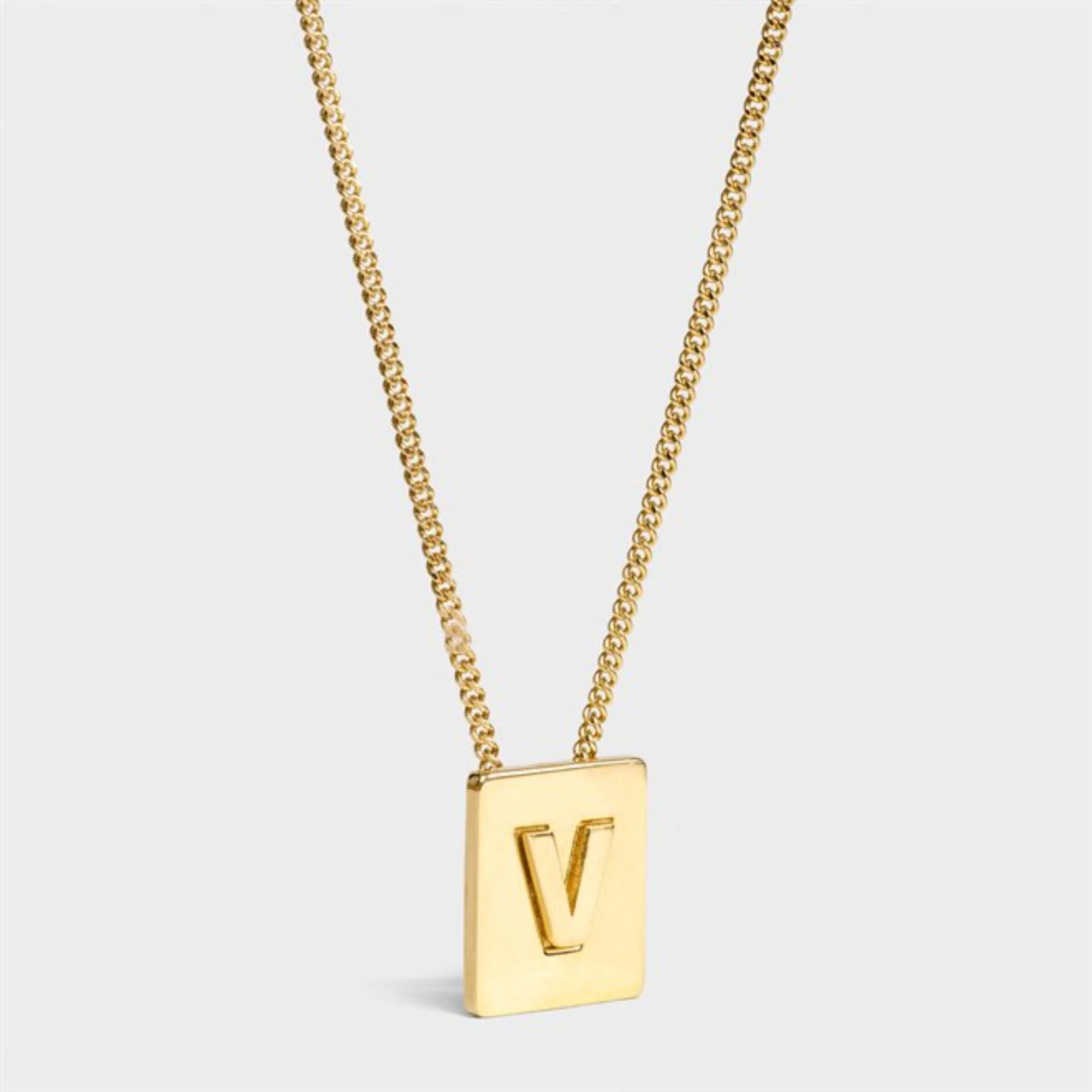 Alphabet V Necklace Brass - Gold