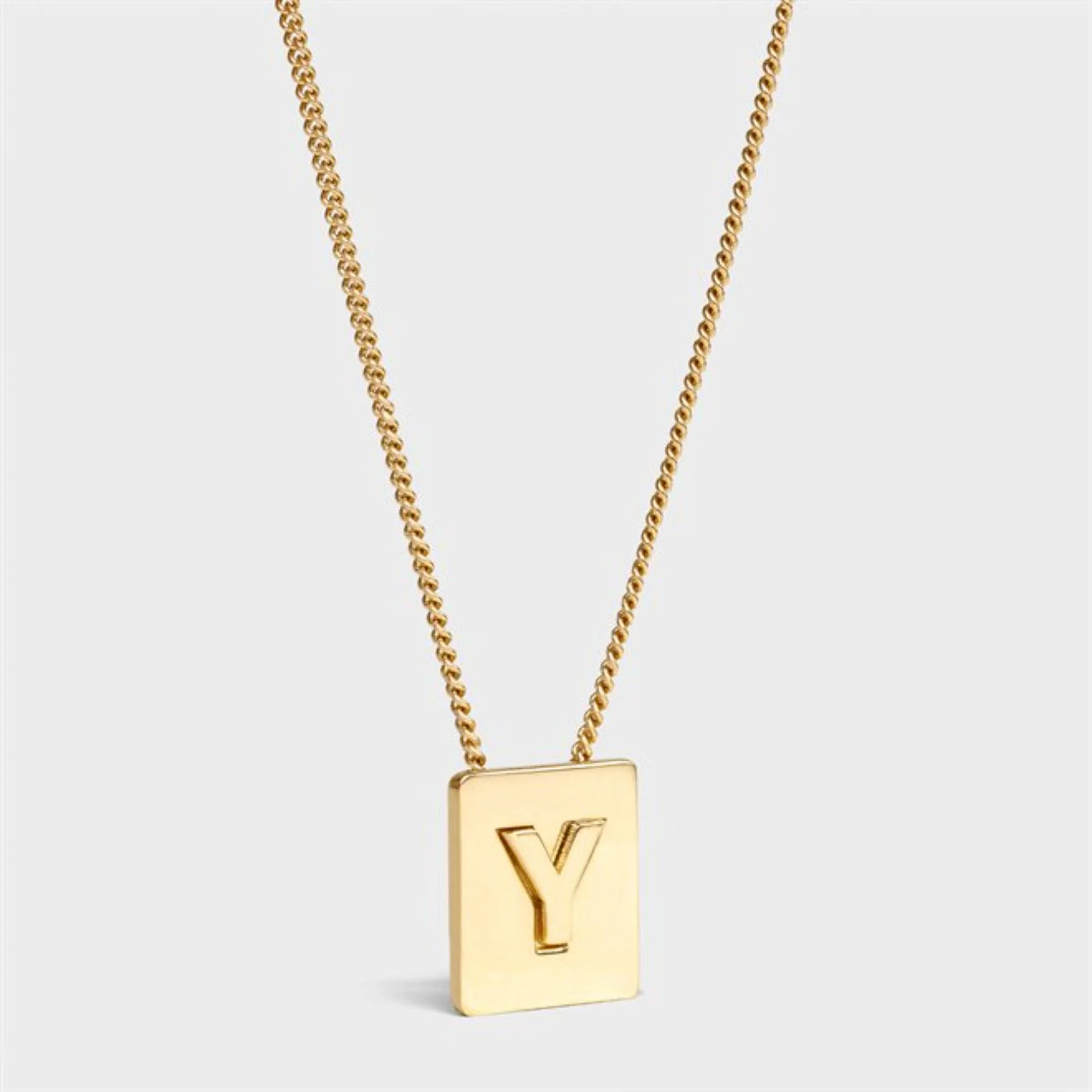 Alphabet Y Necklace Brass - Gold