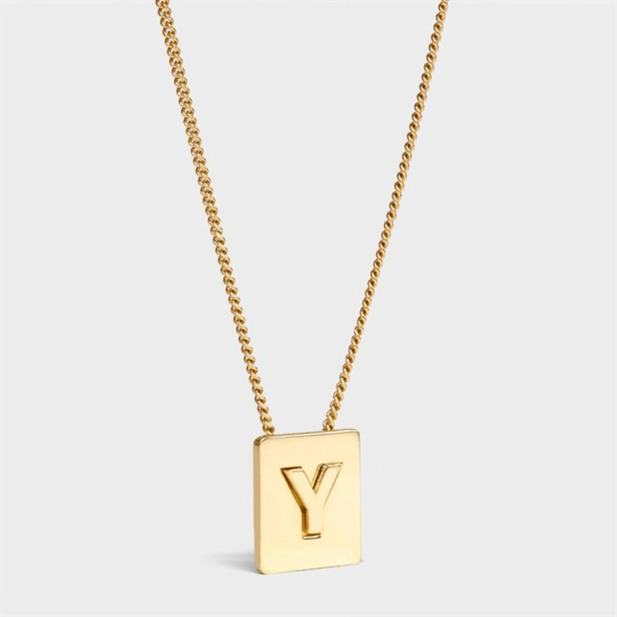Alphabet Y Necklace Brass - Gold