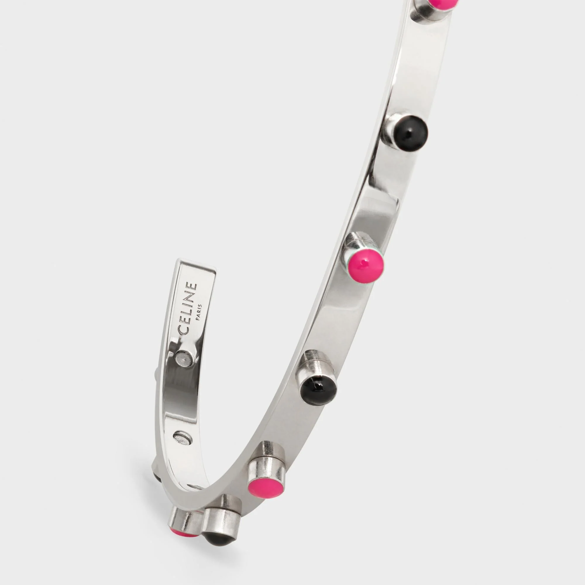 Technicolor Studs Bracelet Brass & Enamel - Black / Hot Pink - Image 4