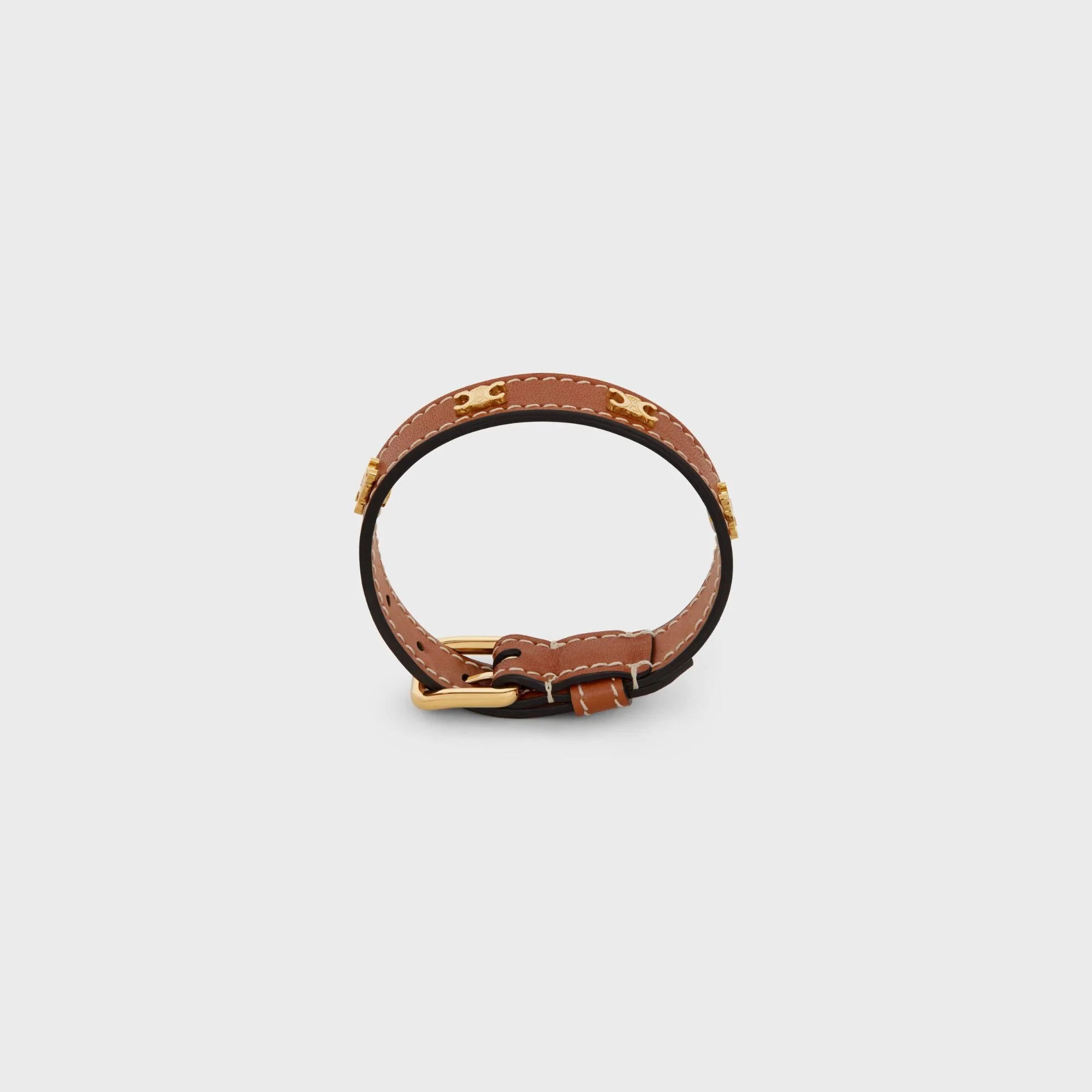 Les Cuirs Celine Multi Leather Bracelet Brass & Calfskin - Gold / Tan