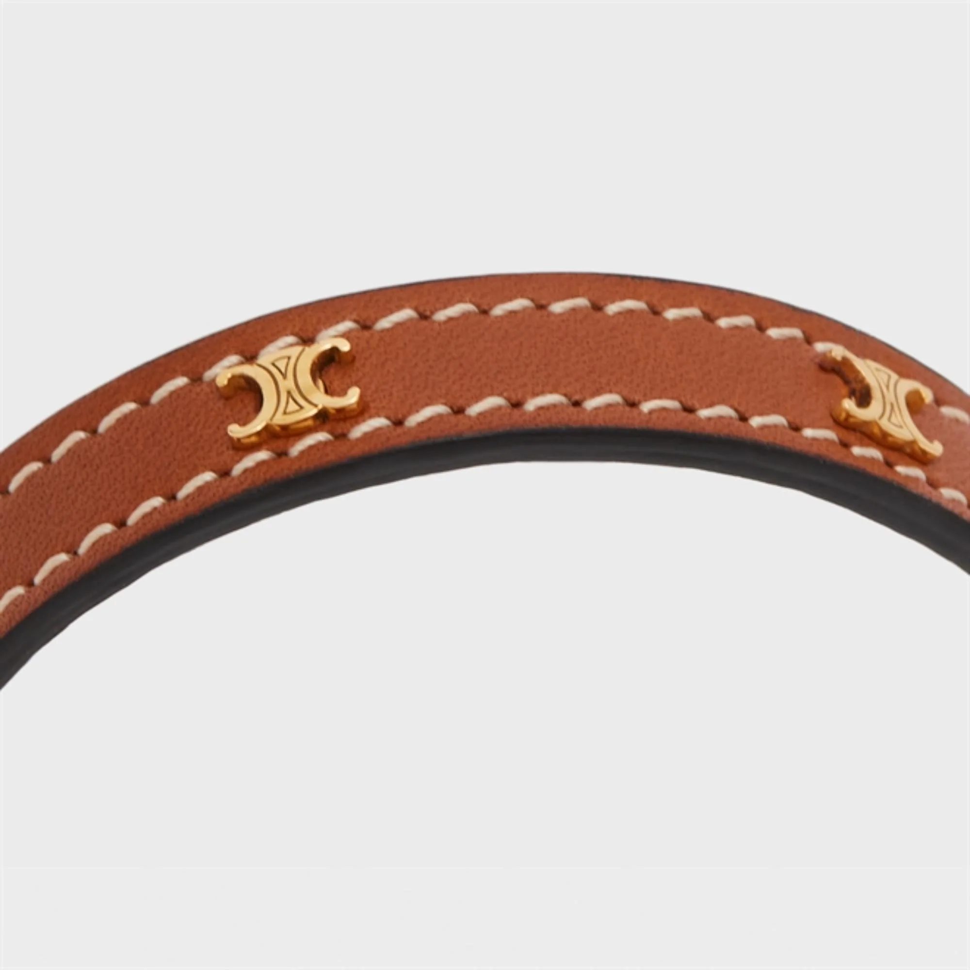 Les Cuirs Celine Multi Leather Bracelet Brass & Calfskin - Gold / Tan - Image 2