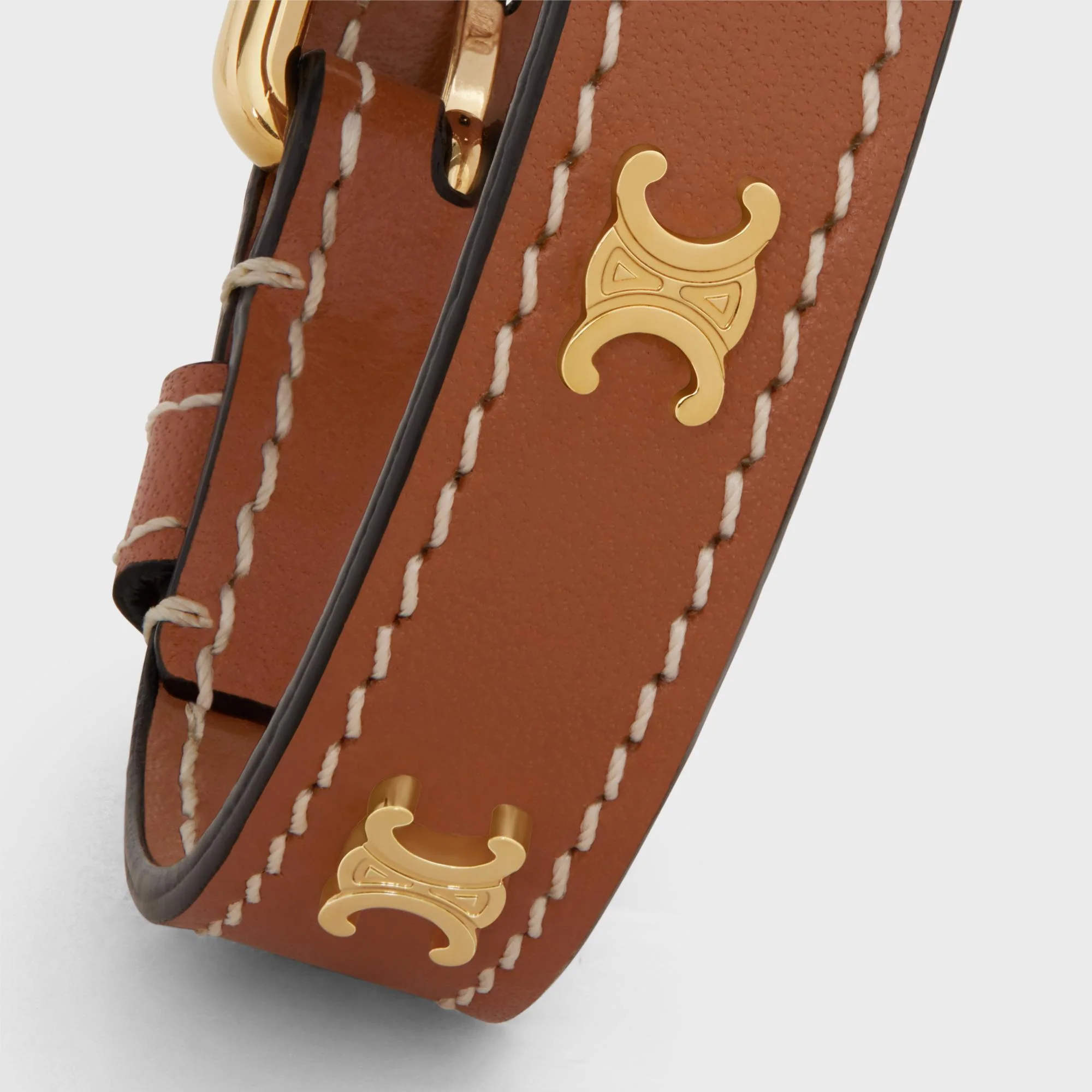Les Cuirs Celine Multi Leather Bracelet Brass & Calfskin - Gold / Tan - Image 5
