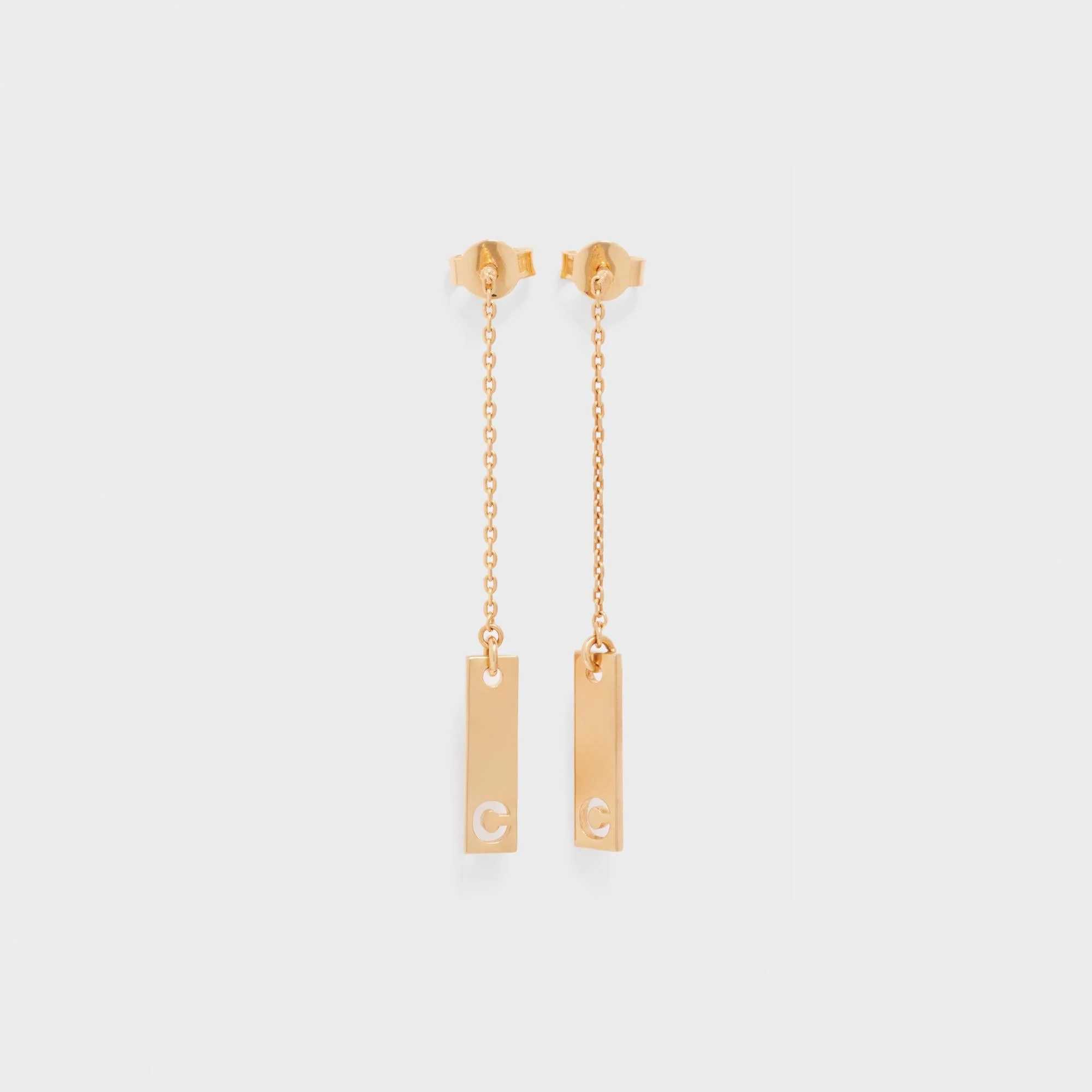 Celine Tag Earrings Brass - Gold