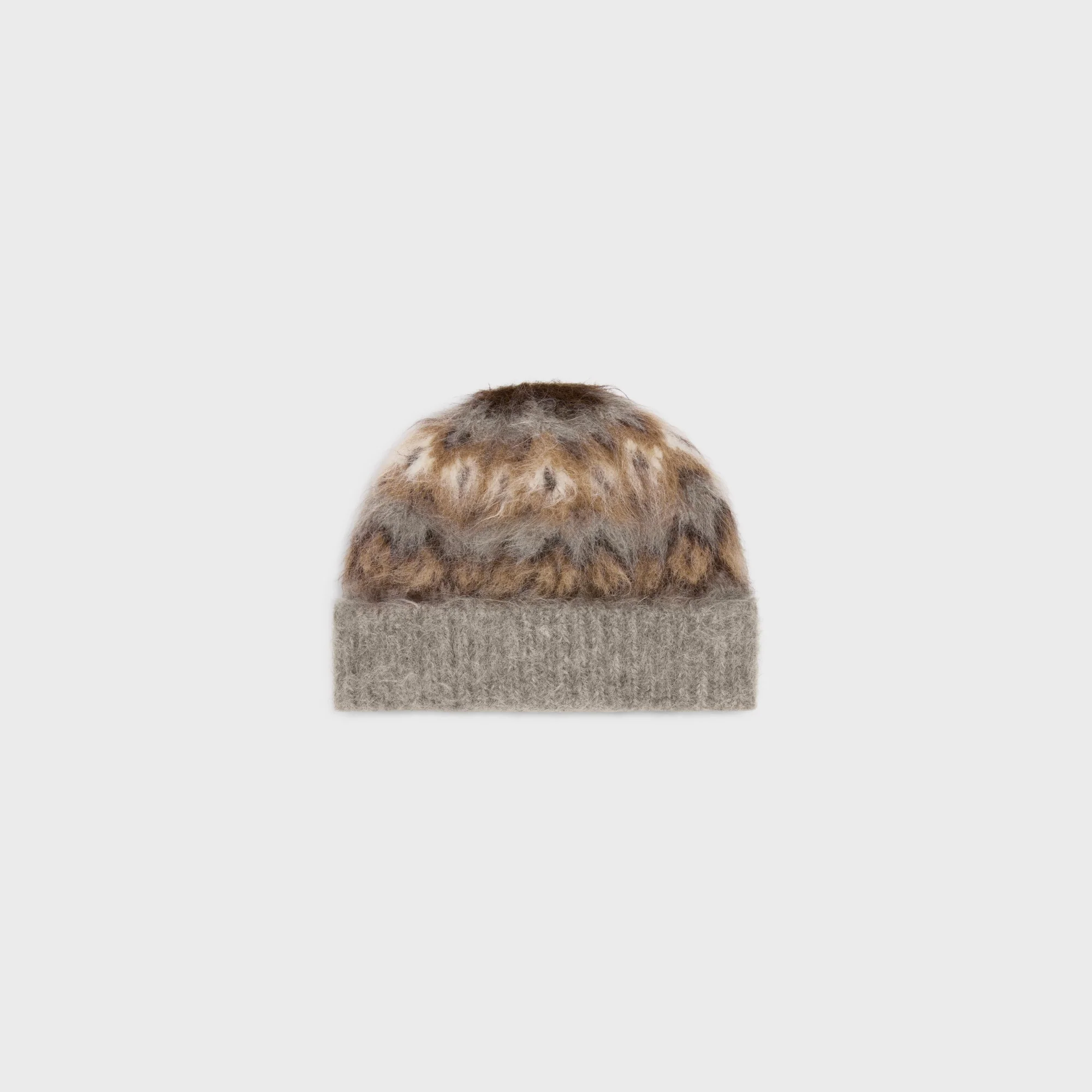 Beanie Alpaca Fair Isle Alpaga Brosse - Beige / Brun