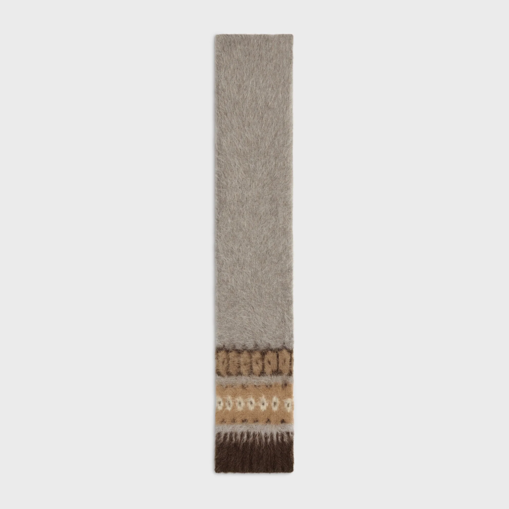 Scarf Alpaca Fair Isle Alpaga Brosse - Beige / Brun