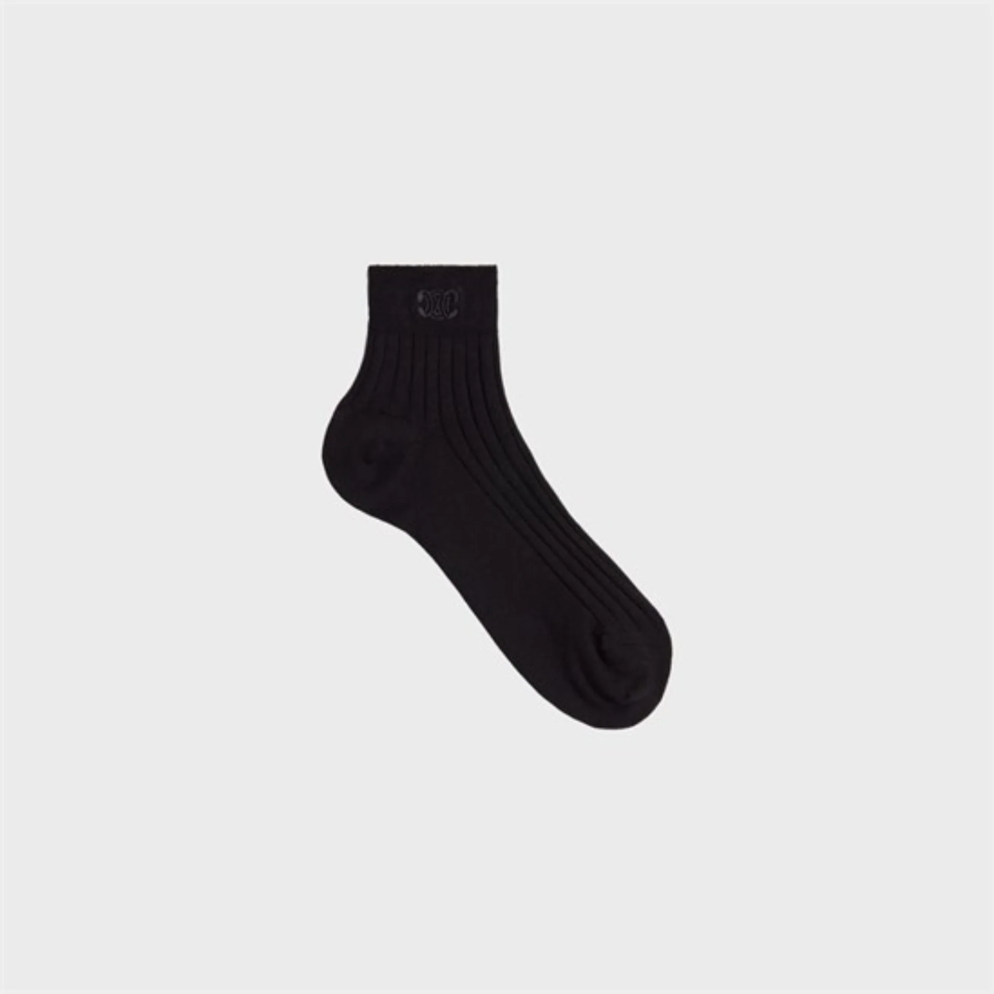 Chaussettes Mi-Hautes Celine Soie Cotelee - Black