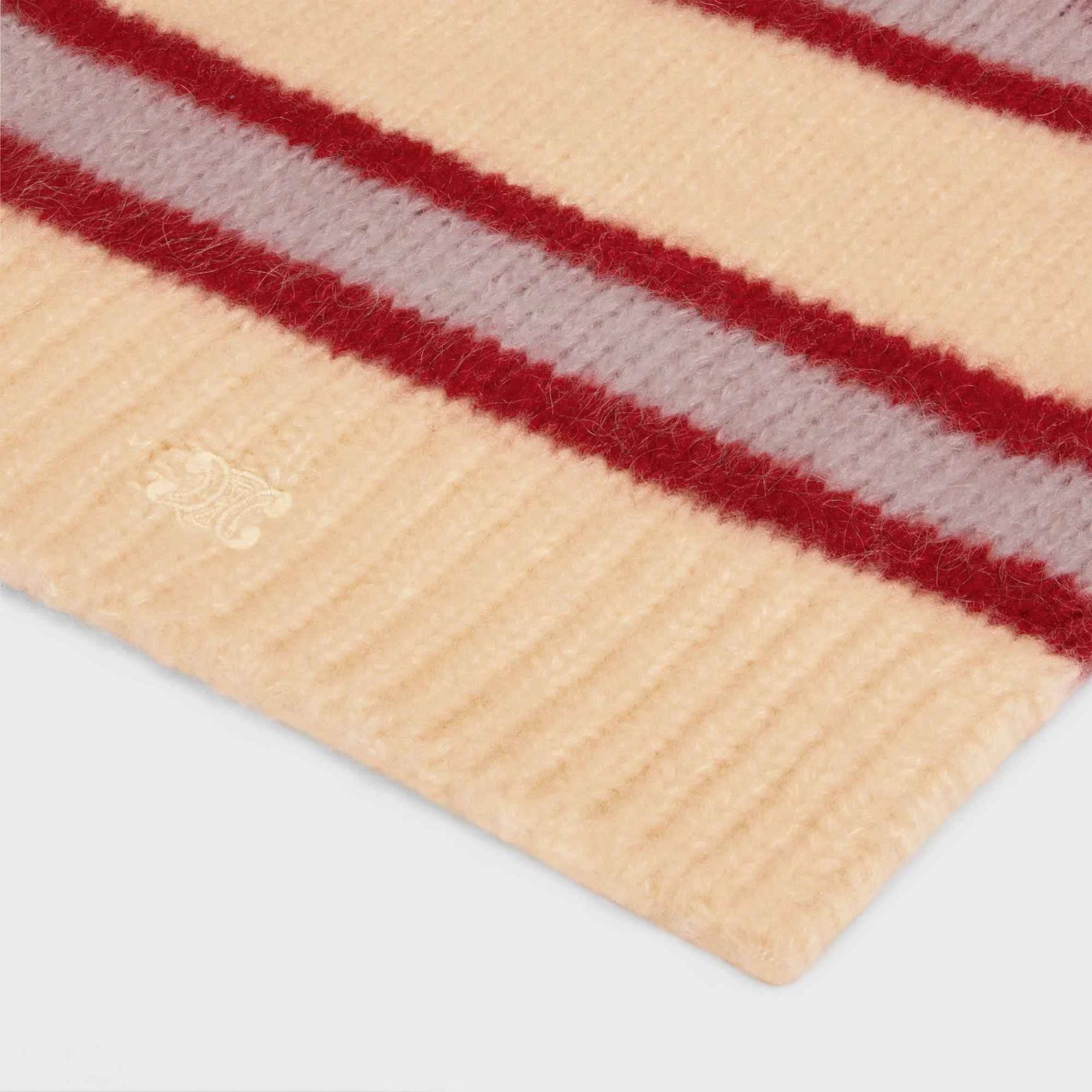 Echarpe Triomphe Cashmere Laine Soie Rayee Cachemire - Vanilla/Pink/Red - Image 2