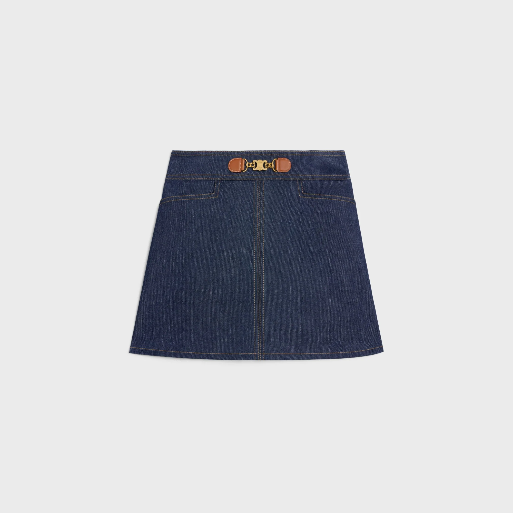 Mini Jupe Signature Rigid Cotton Denim - Raw Wash