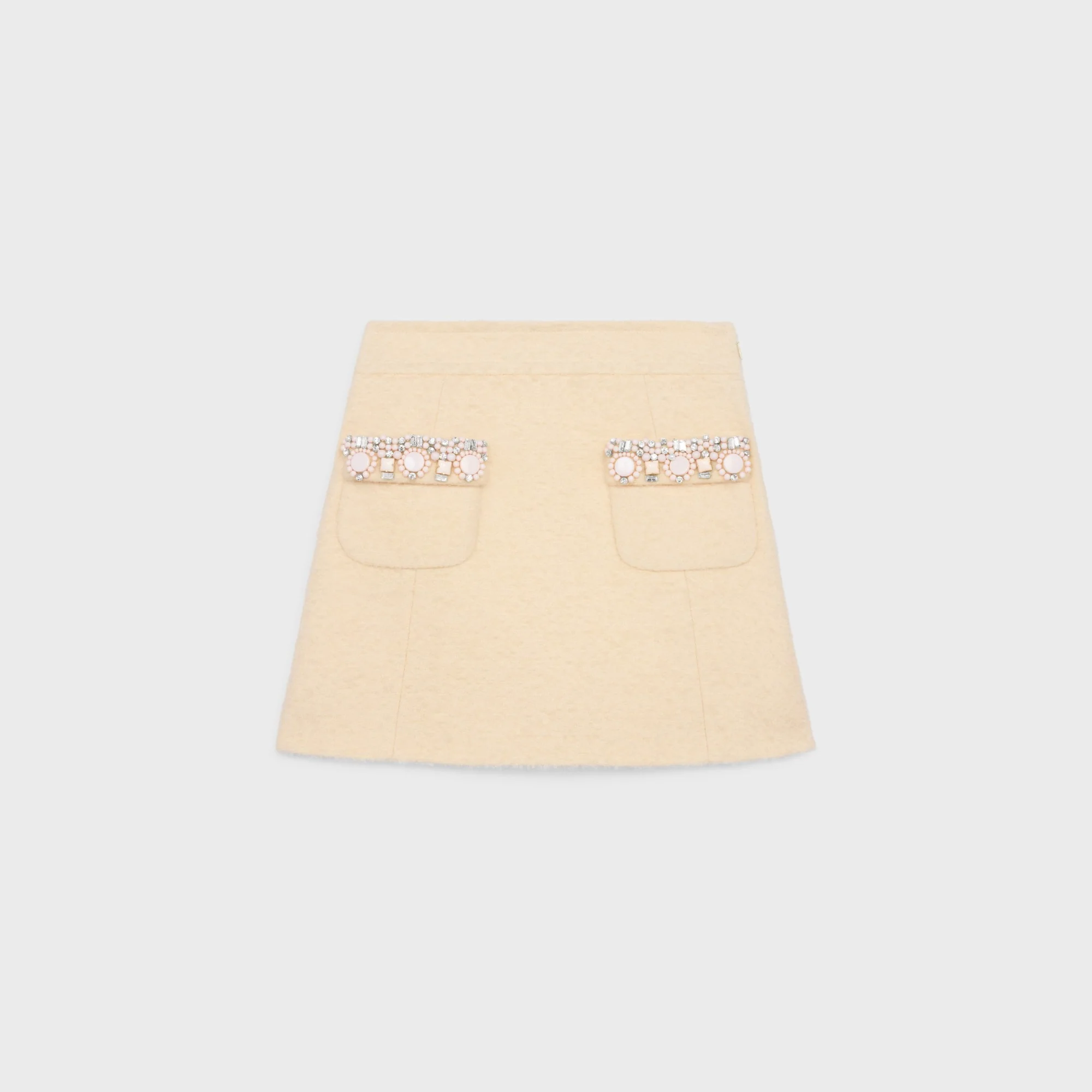 Mini Jupe Poches Brodees Natte Bouclette - Vanilla