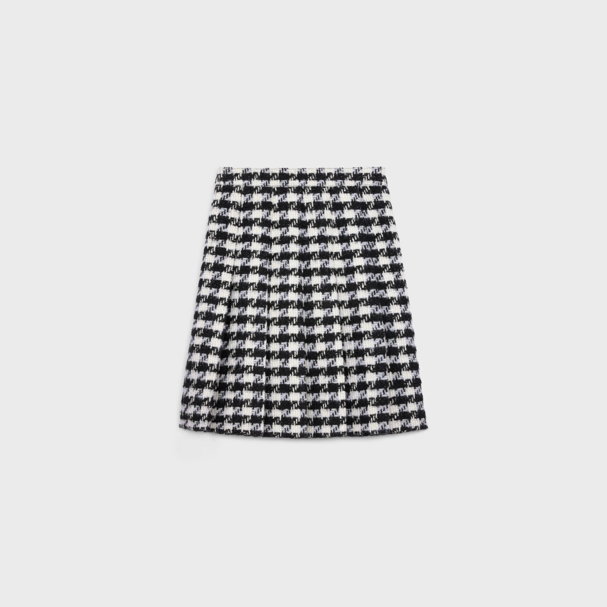 Skirt St Germain Plissee Natte Laine Jupe Maxi Pied De Poule - White/Ivory/Black - Image 2