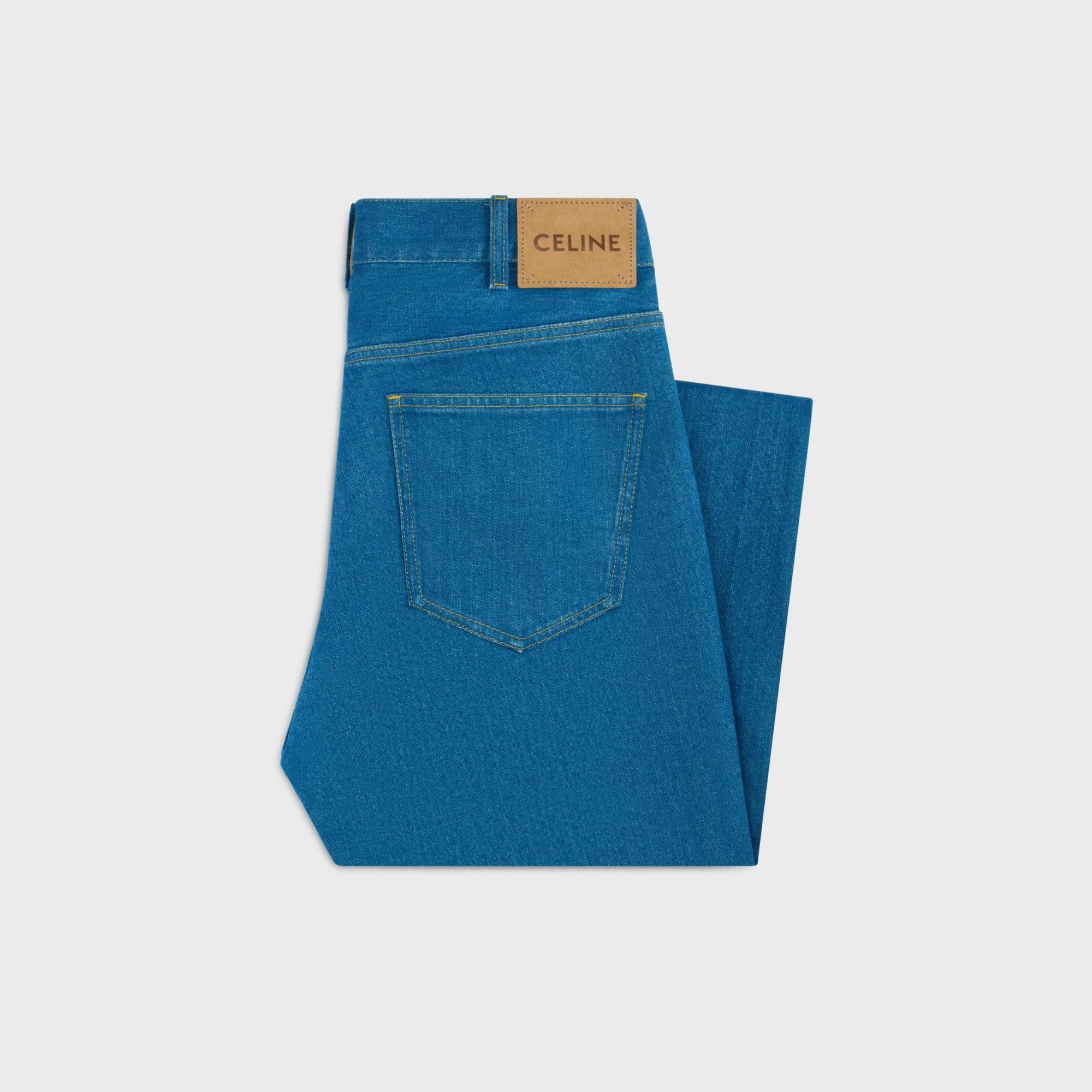Flared Jeans Rigid Cotton Denim - Western Blue Light Stone Wash - Image 2