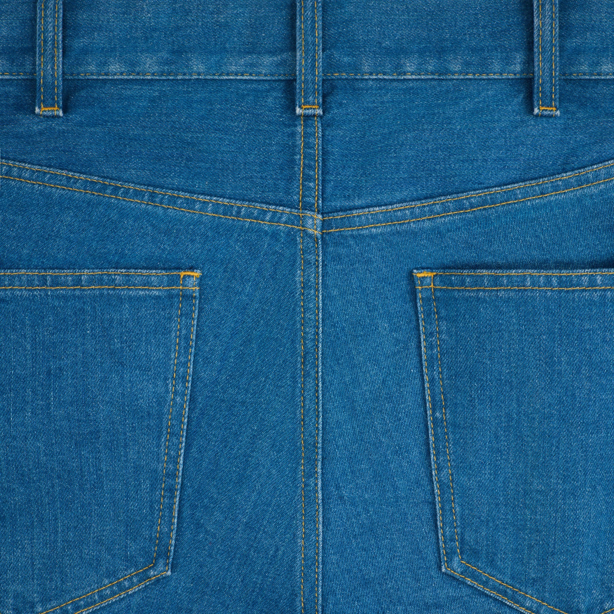 Flared Jeans Rigid Cotton Denim - Western Blue Light Stone Wash - Image 3