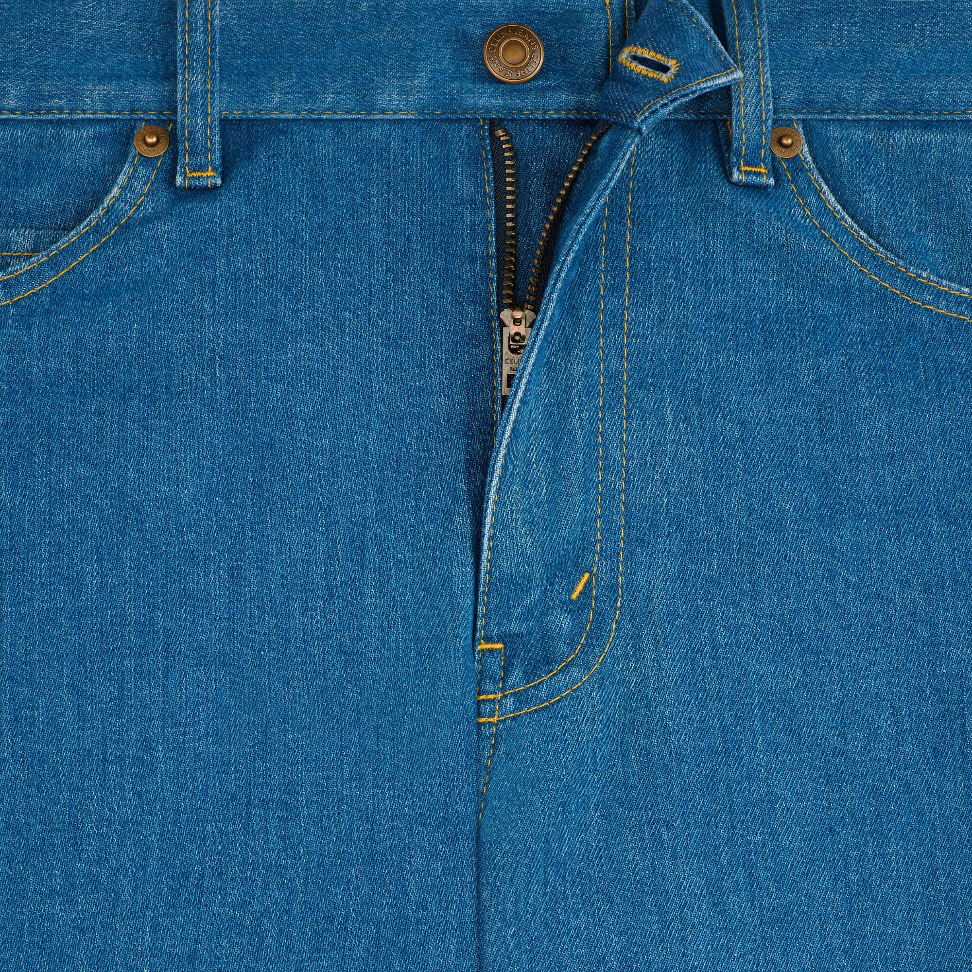 Flared Jeans Rigid Cotton Denim - Western Blue Light Stone Wash - Image 4