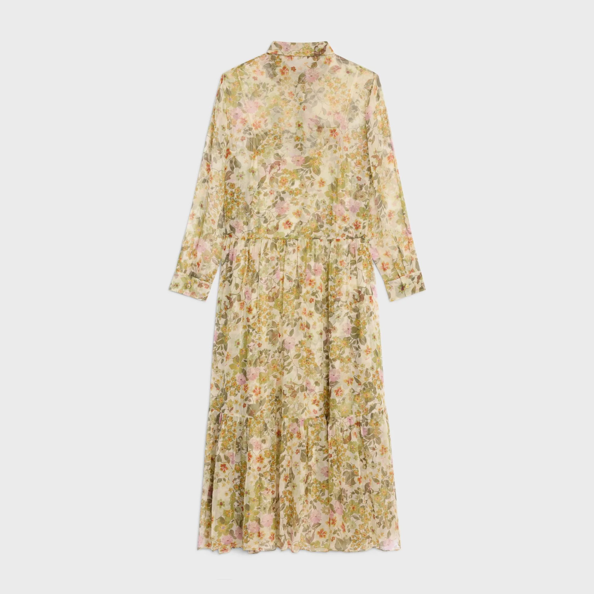 Dress Chemise Plein Soleil Crepon De Soie Bouquet Fleurs Robe - Creme/Multicolore - Image 2