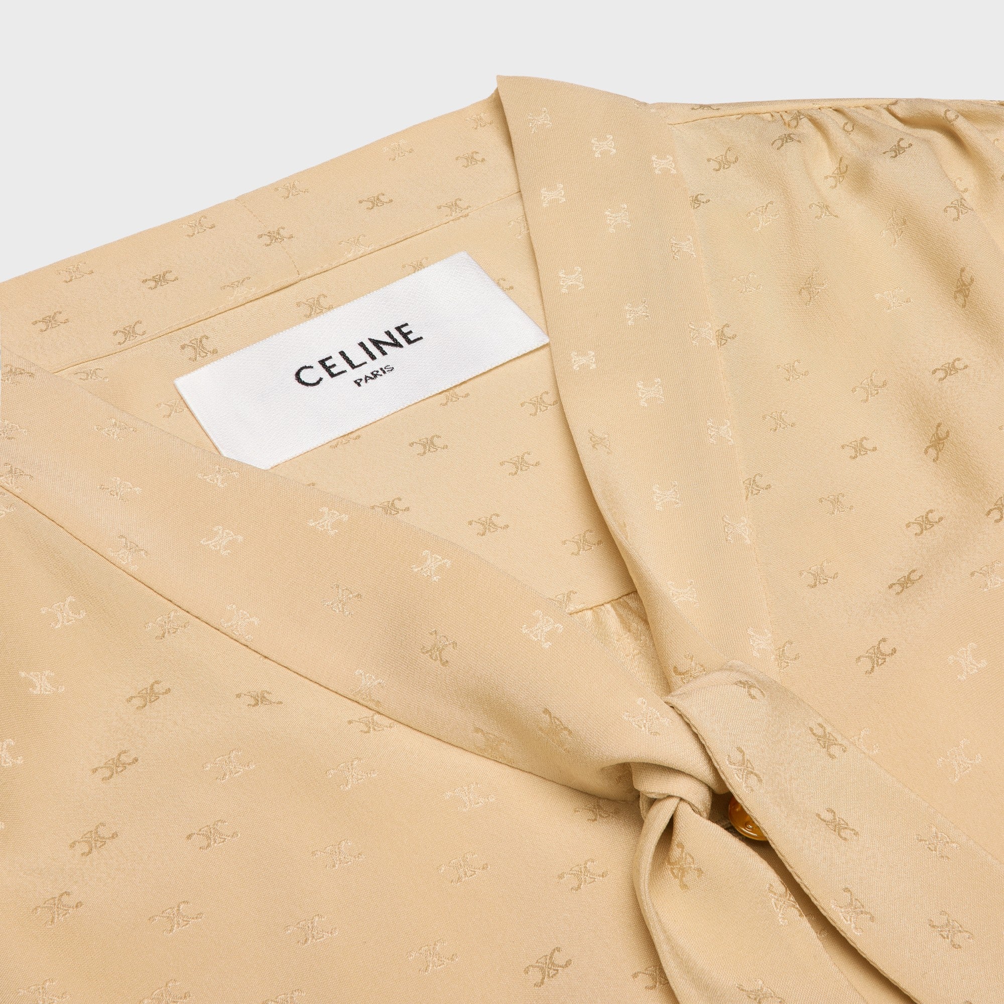 Dress Lavalliere Basse V. Long. Mat Brillant Damier Triomphe Robe - Chardonnay - Image 3