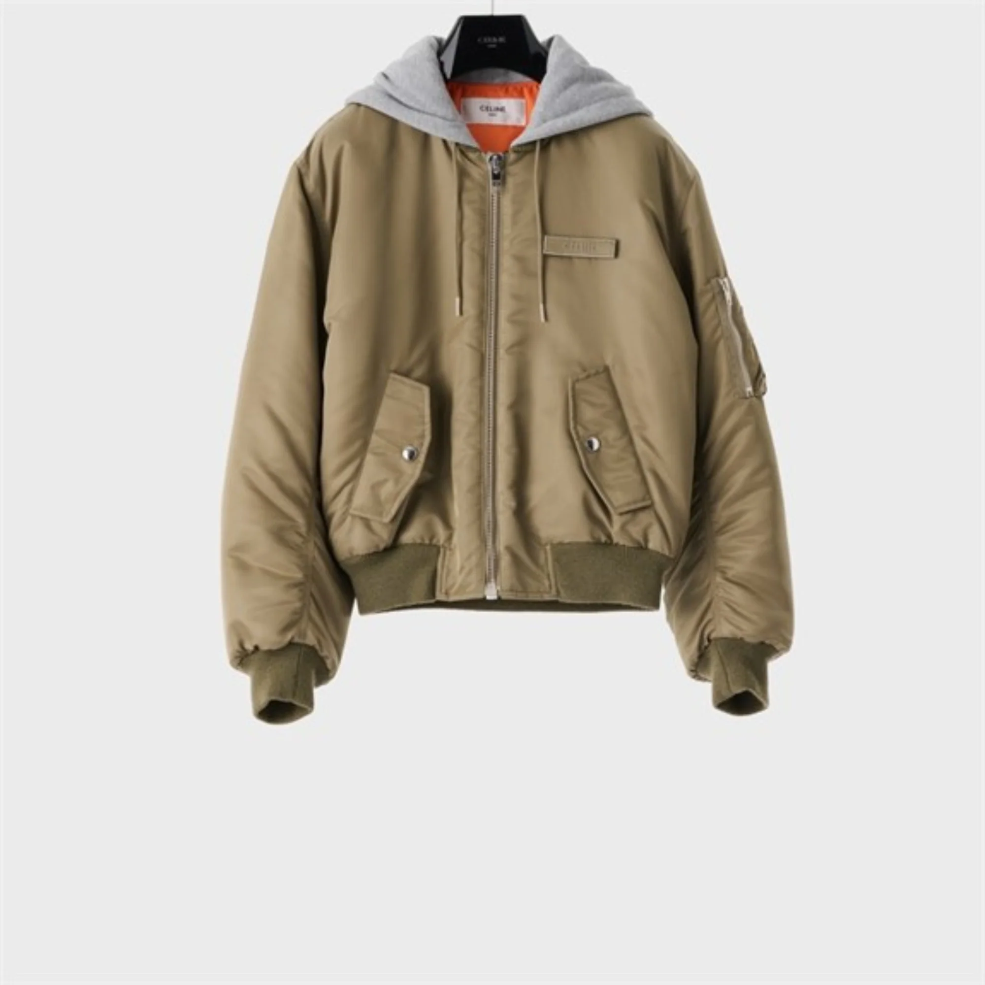 Bomber Capuche Celine Twill Nylon Triomphe - Kaki Light