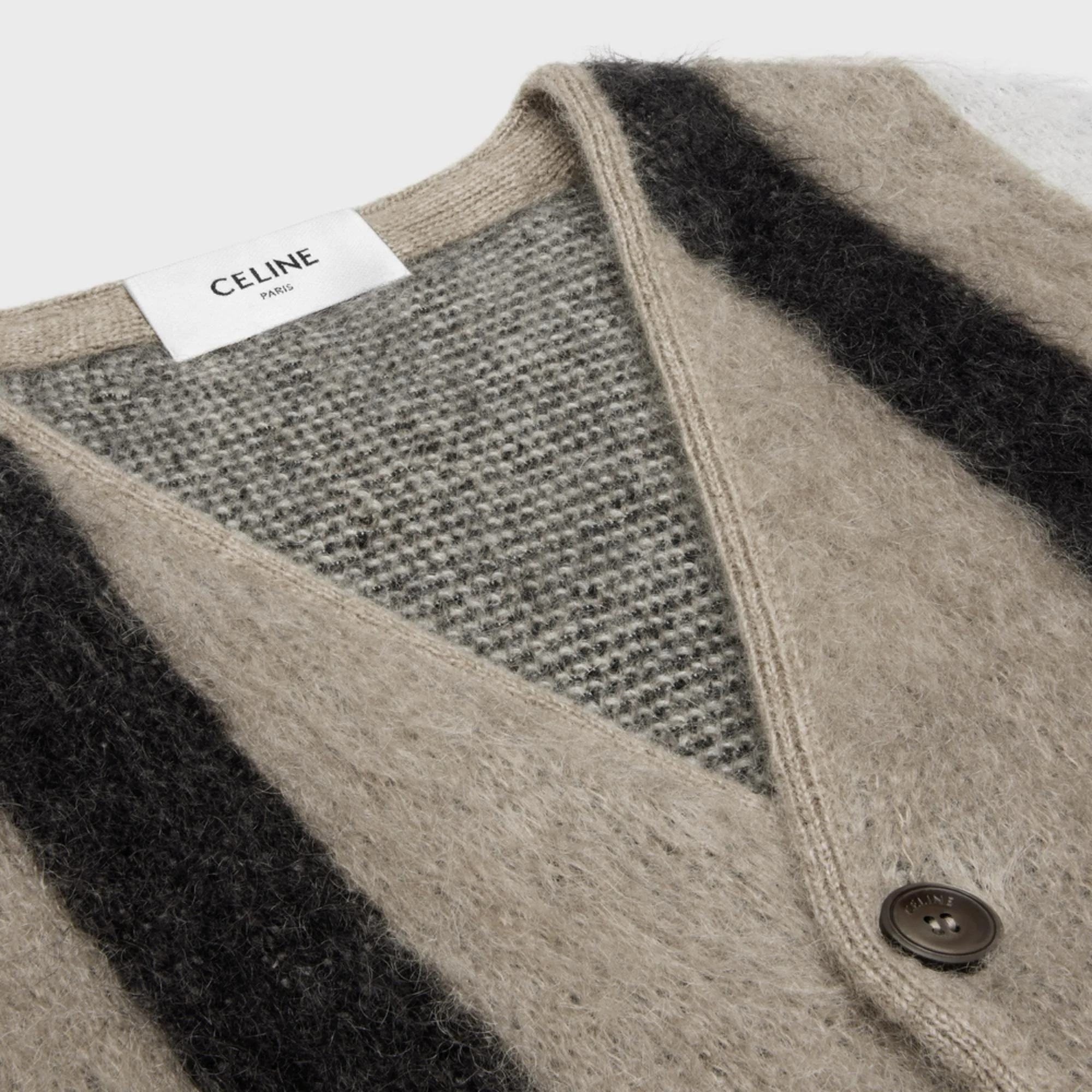 Cardigan Mohair Brosse - Oatmeal / Black - Image 3
