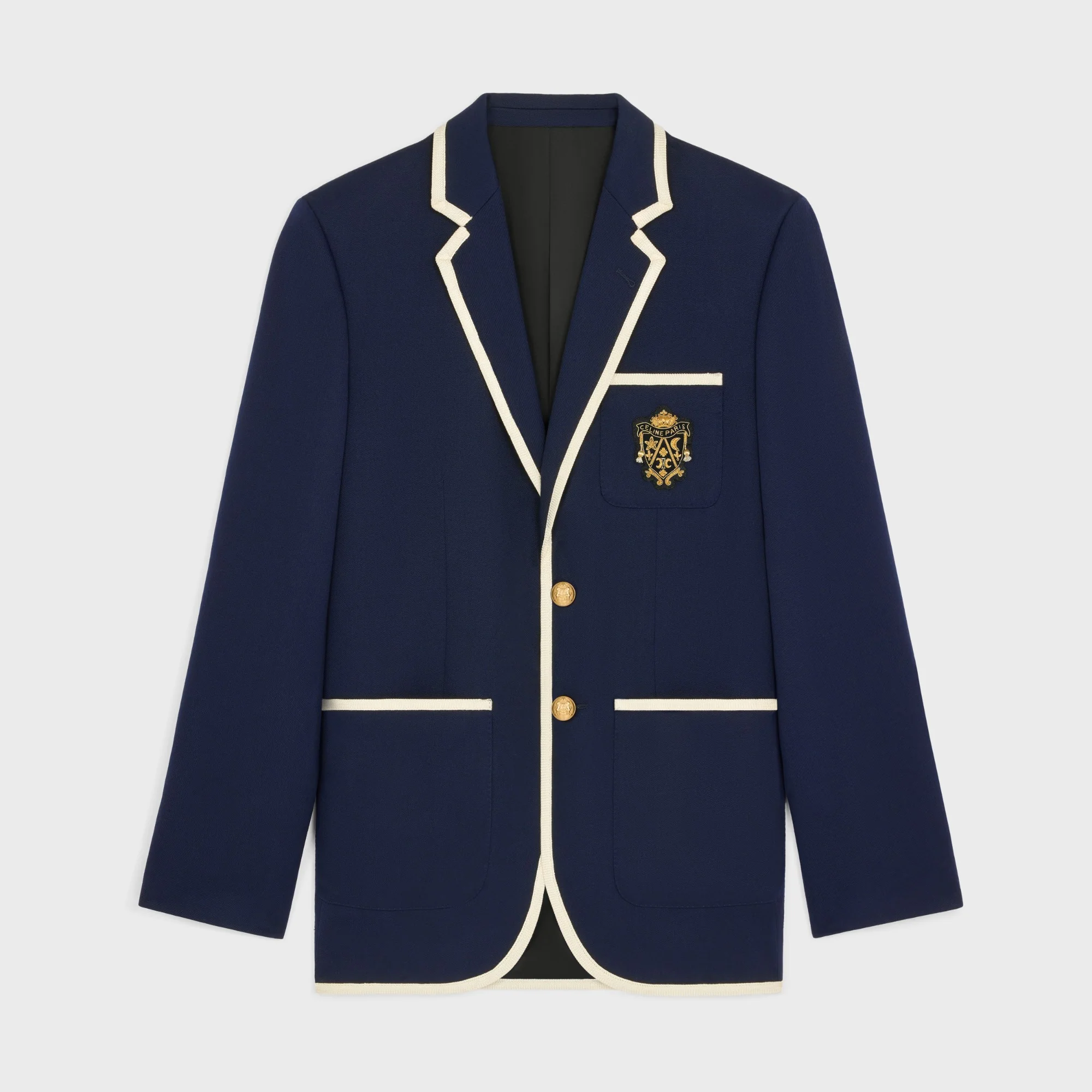 Veste Classique Tressee Blason Diagonal Wool - Ink