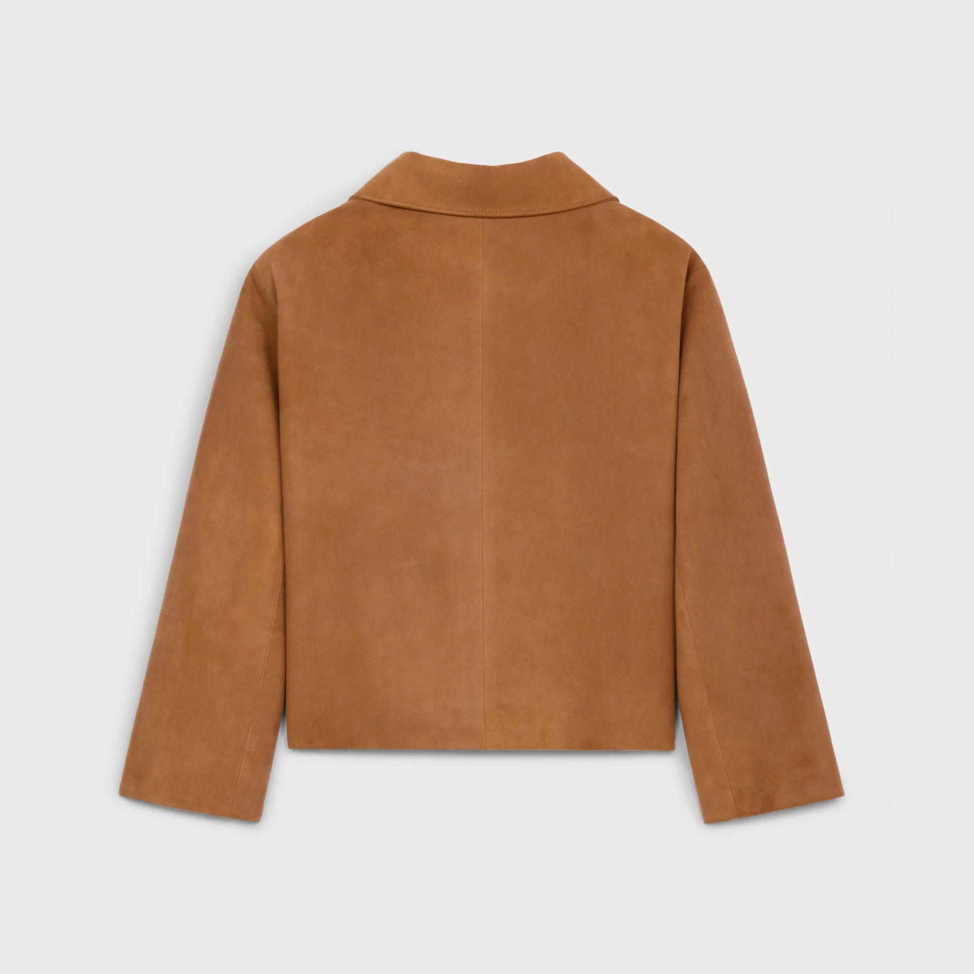 Veste Droite Col Rond Suede - Caramel - Image 3