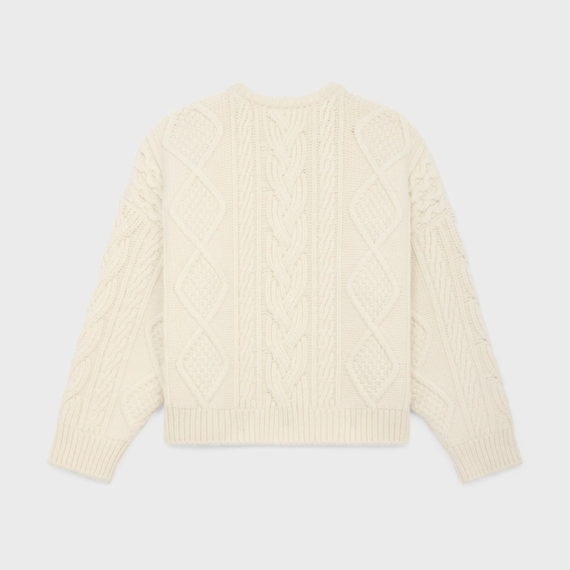Pull Col Rond Oversize Laine Aran - Off White - Image 2