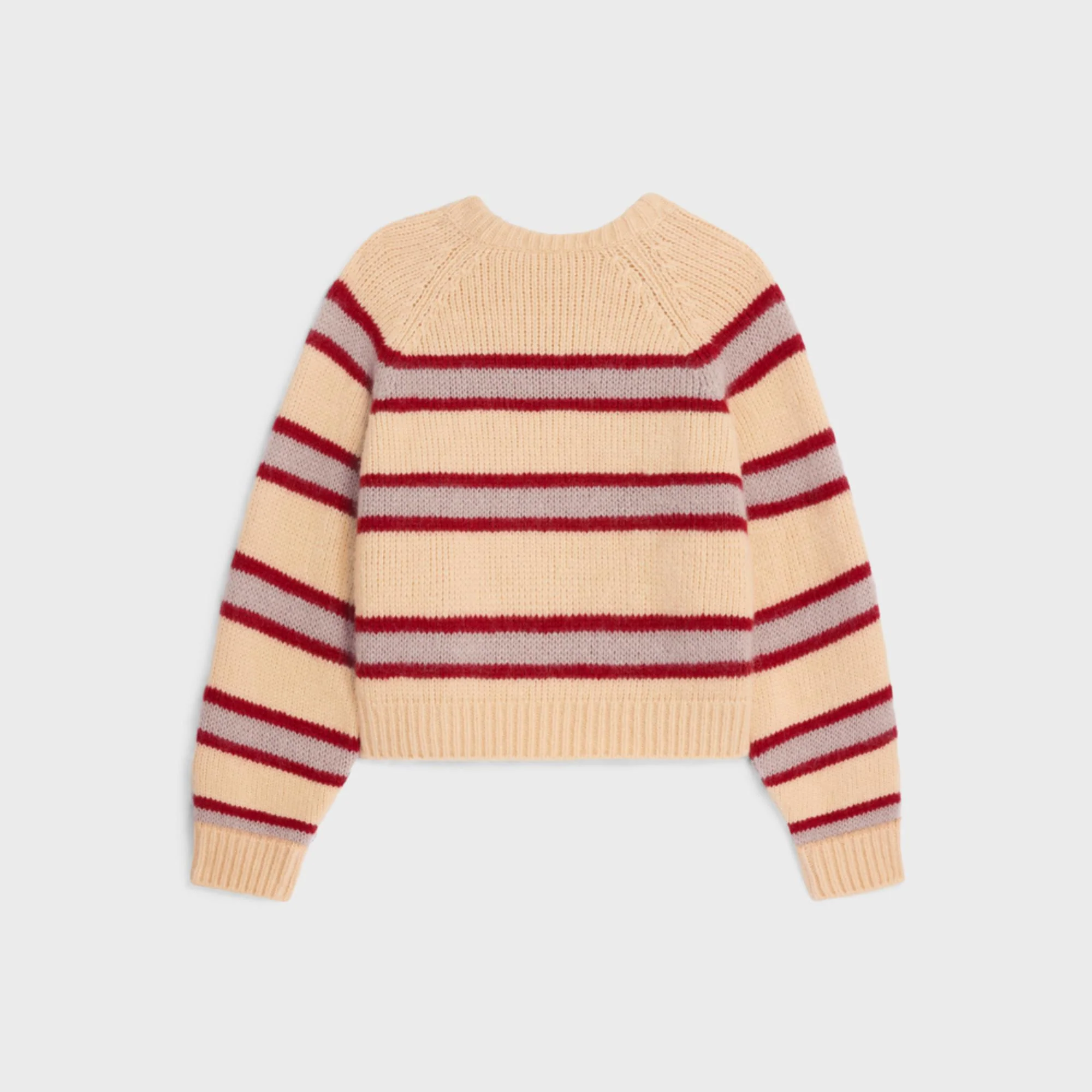 Pull Col Rond Oversize Cashmere Laine Soie Rayee Cachemire - Vanilla/Pink/Red - Image 2