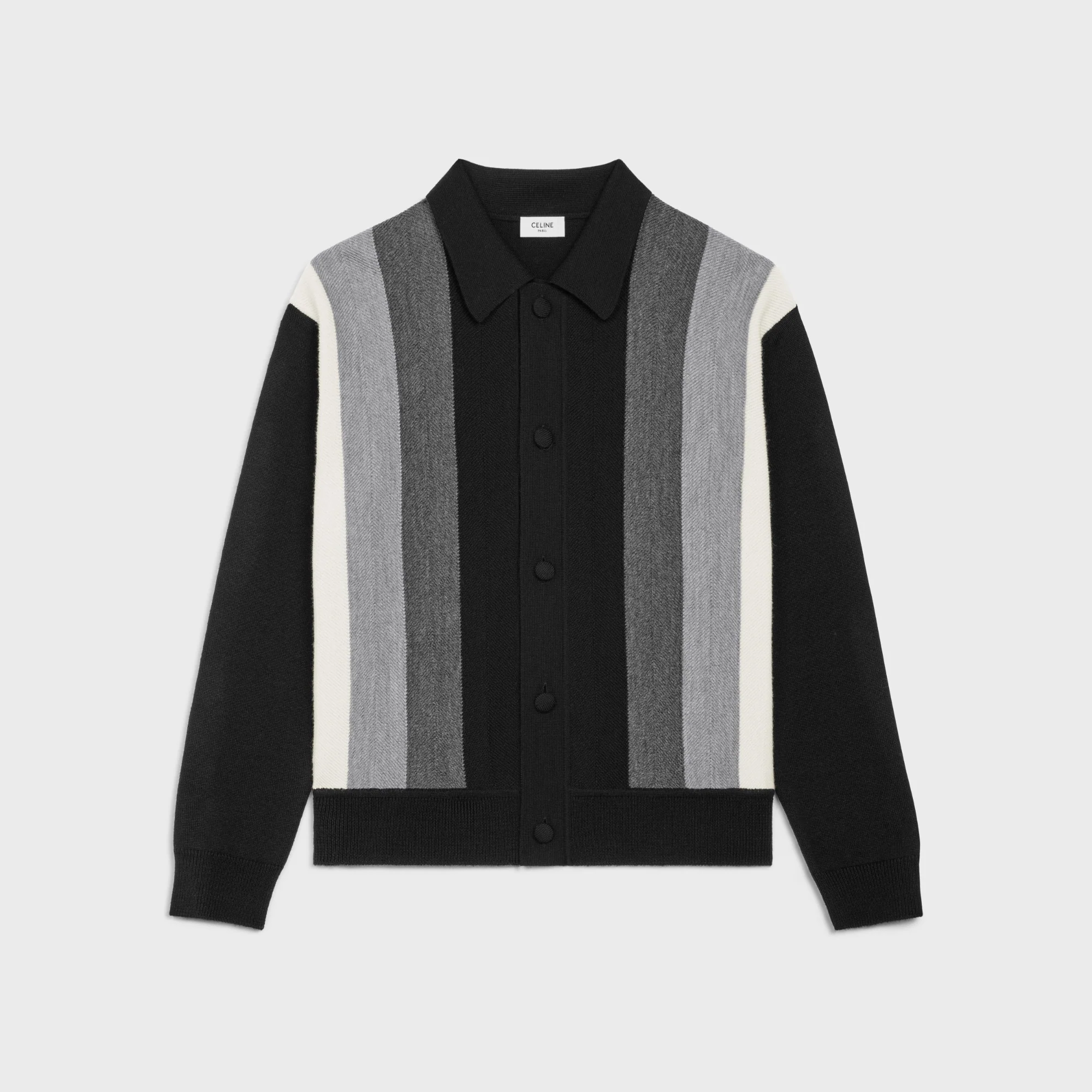 Cardigan Col Polo Laine Bowling - Grey